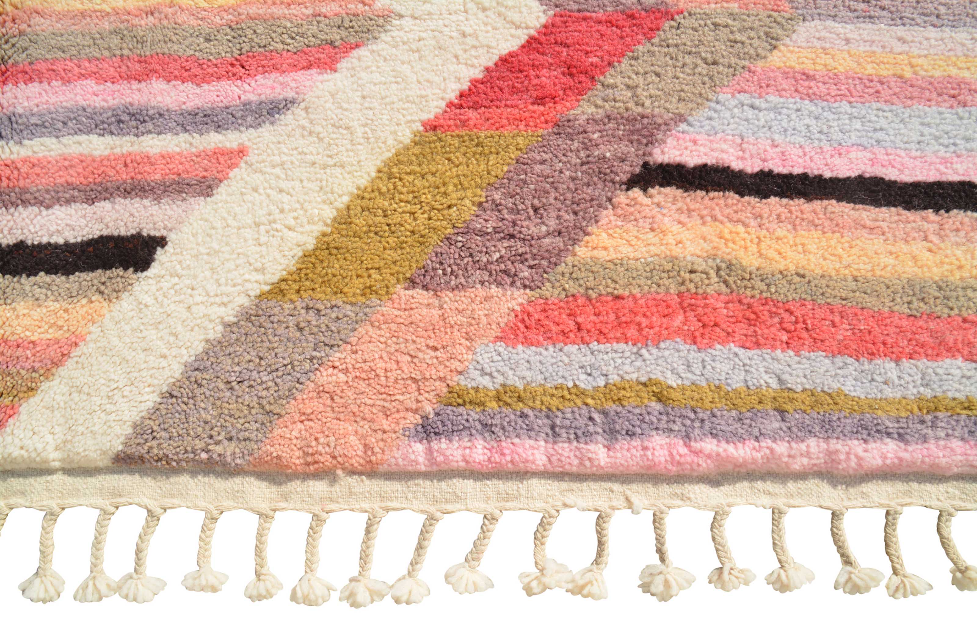 April (8'2" x 10'0") - Abstract Multicolor Striped Diamond Geometric Azilal Rug - Image 3