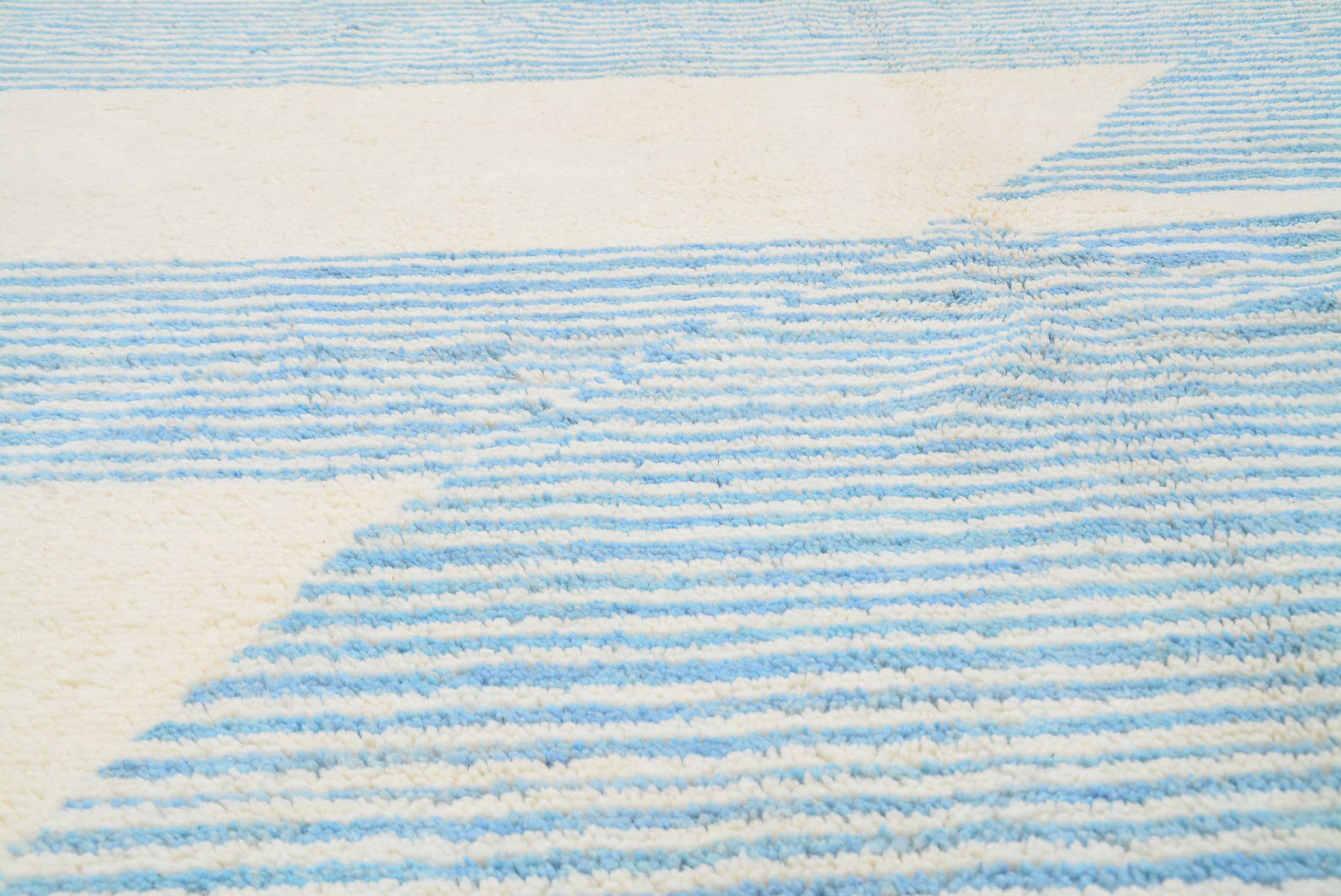 Arrow Sky (9'0" x 12'2") - Minimalist Sky Blue Linear Geometric Azilal Rug - Image 2