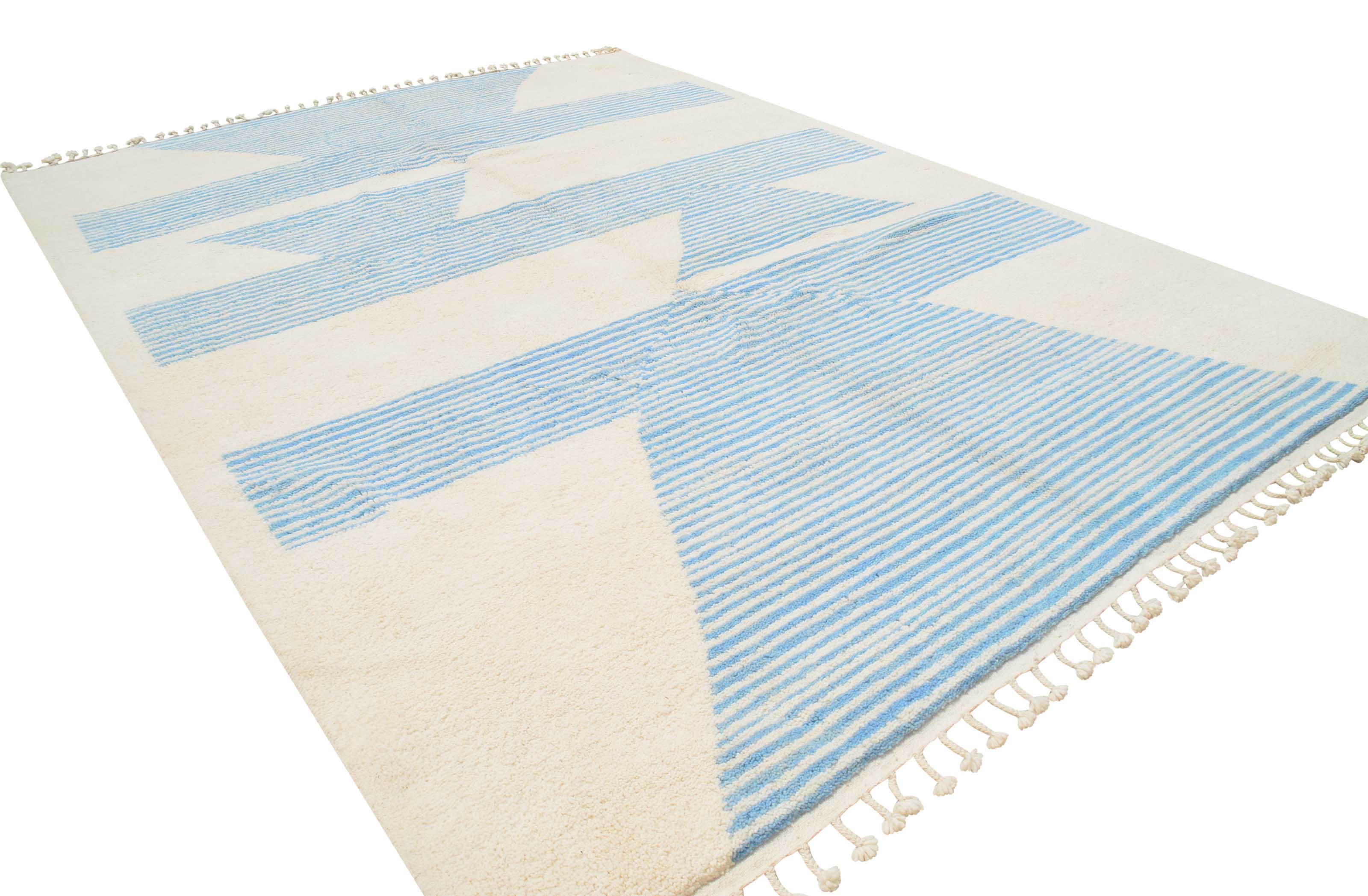 Arrow Sky (9'0" x 12'2") - Minimalist Sky Blue Linear Geometric Azilal Rug - Image 6