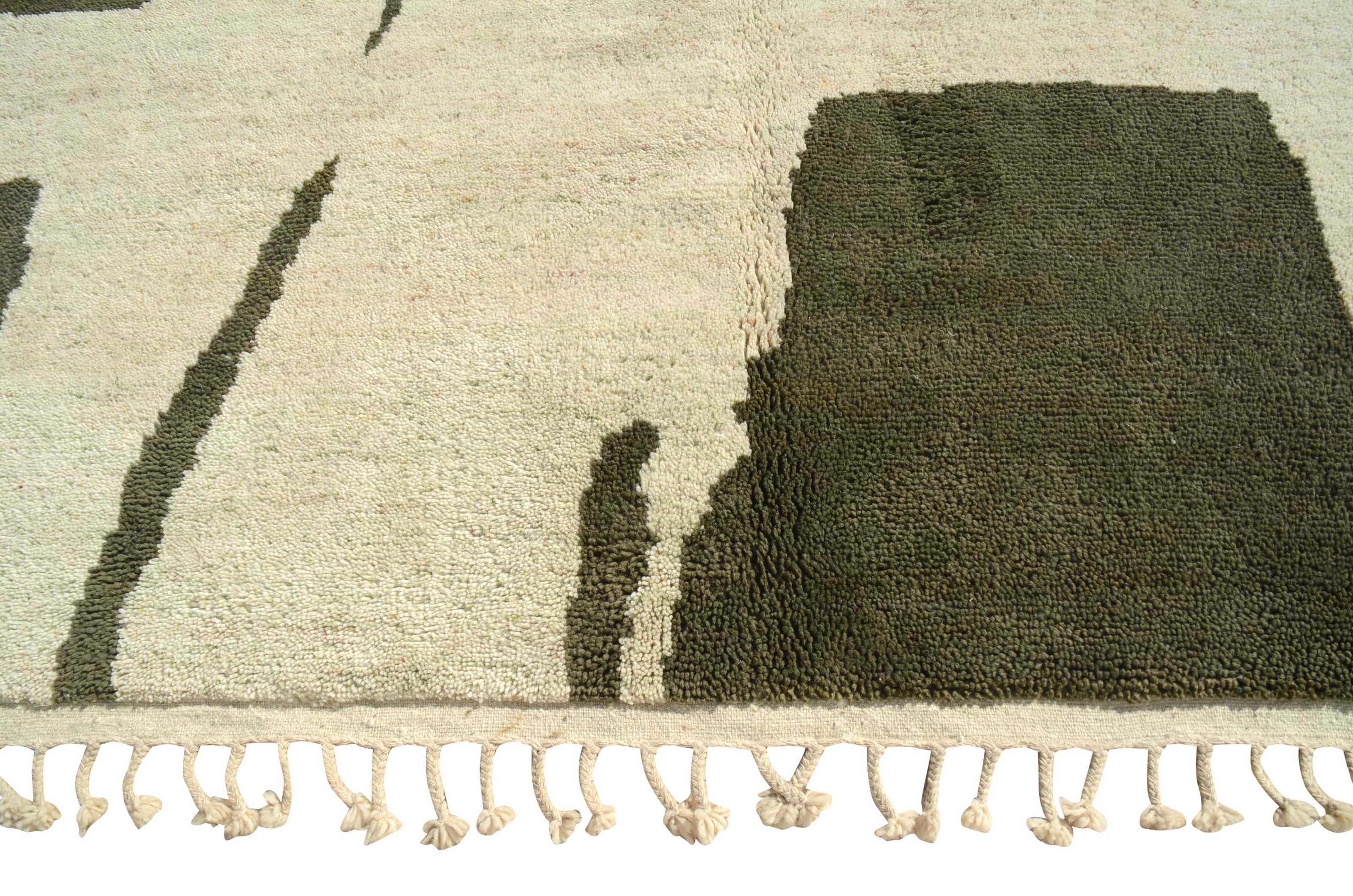 ArtGlow (8'0" x 10'0") - Abstract Moss Green Azilal Rug - Hand-Knotted Wool - Image 3