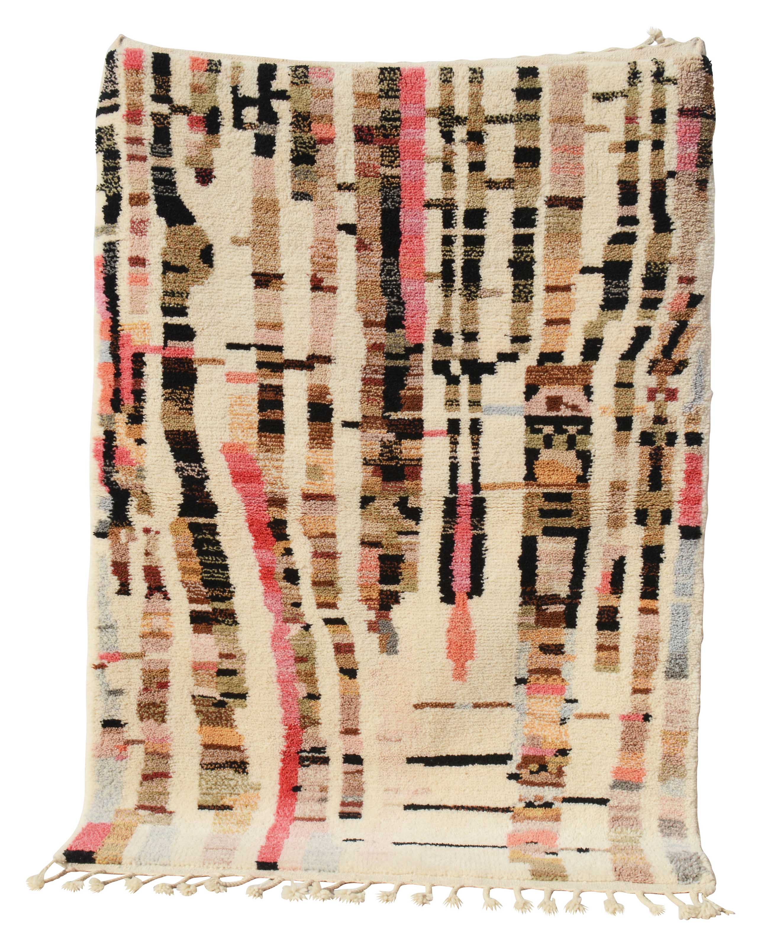 Azilal Love (4'3" x 6'0") - Abstract Pink & Multicolor Vertical Totem Azilal Rug - Image 6