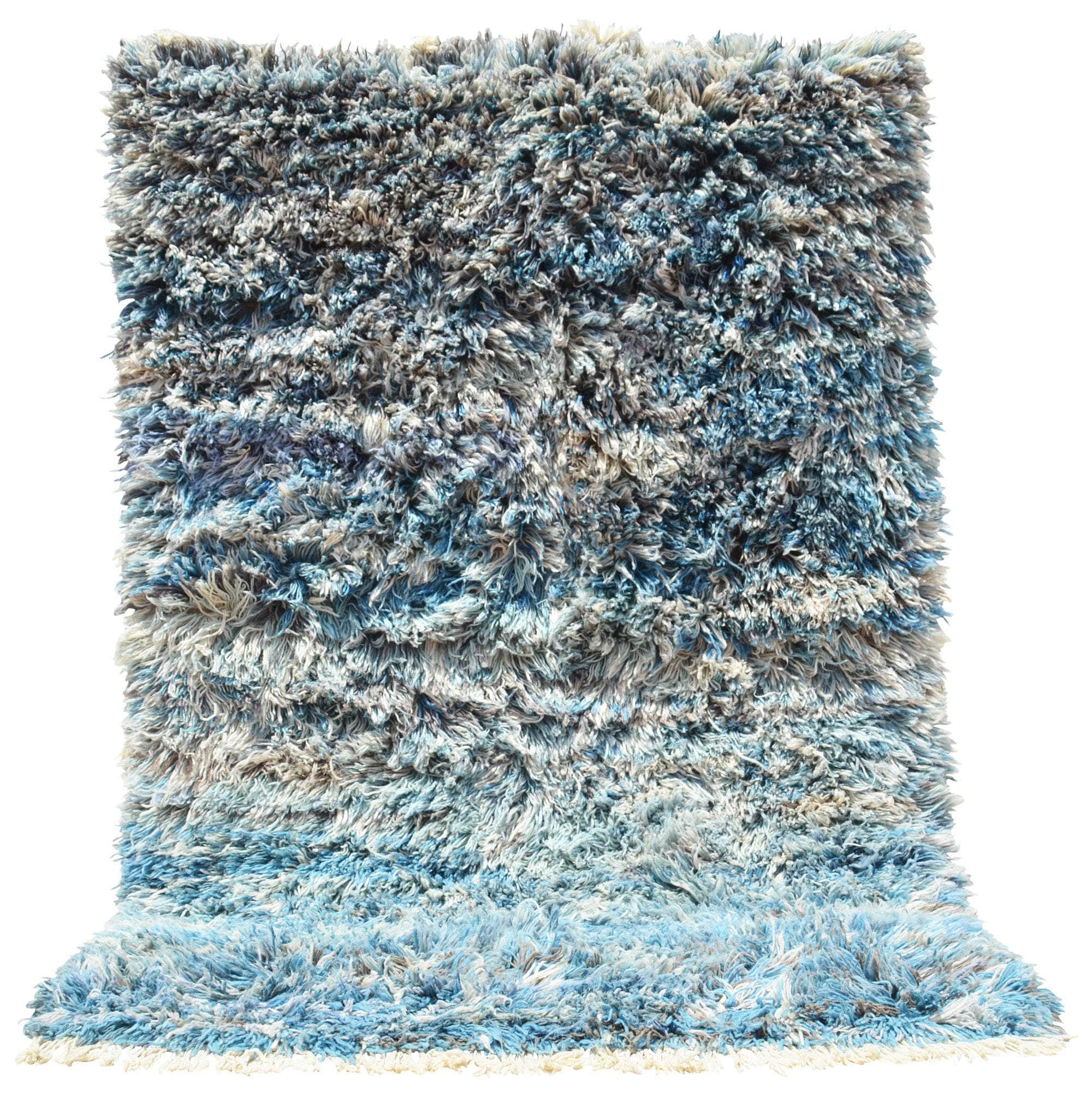 Bahamas (5'6" x 8'0") - Ultra Shaggy Ocean Blue & White Moroccan Rug - Image 5