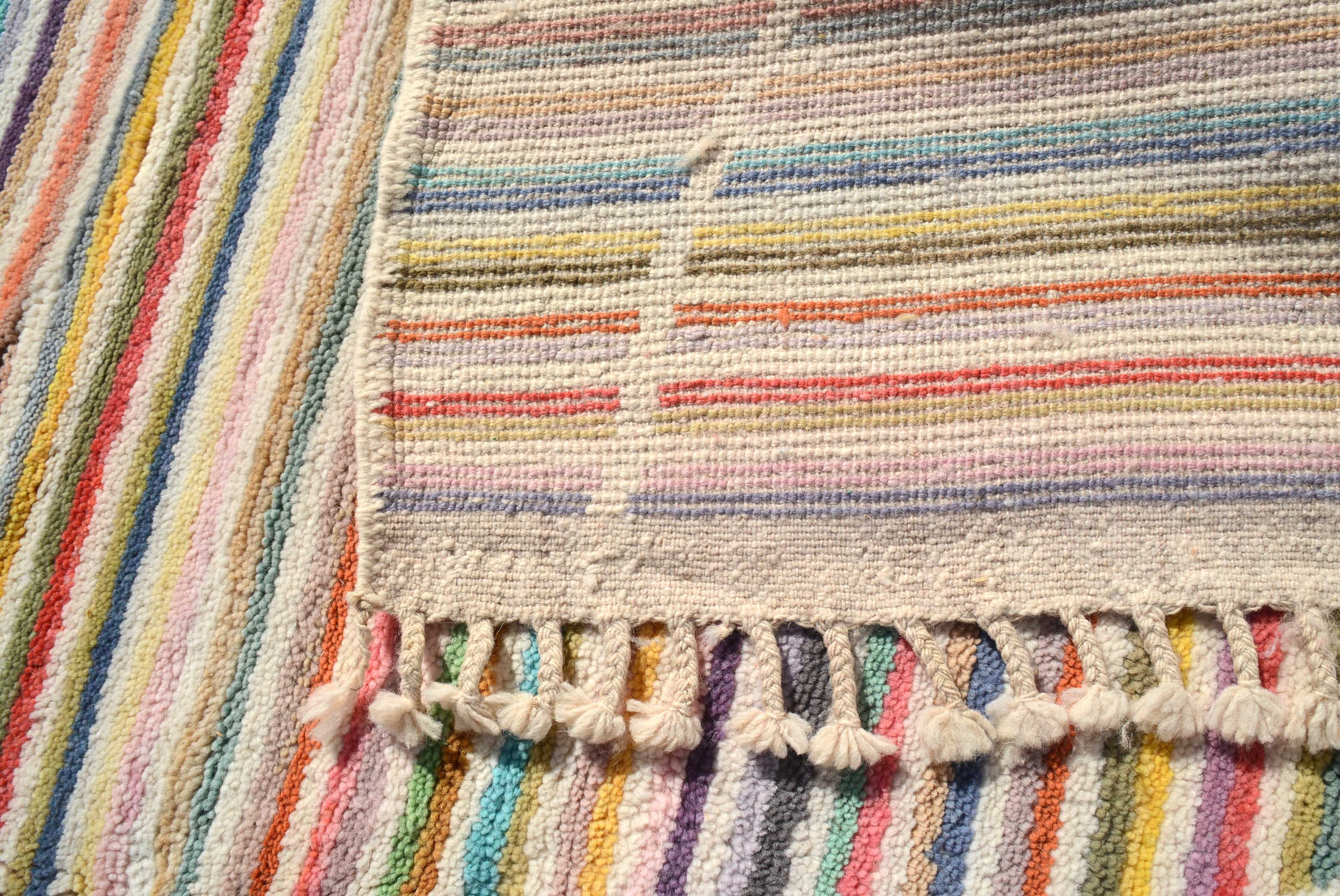 Beni Strokes (7'10" x 10'0") - Multi-Color Striped Beni Ourain Style Rug - Hand-Knotted Wool - Image 4