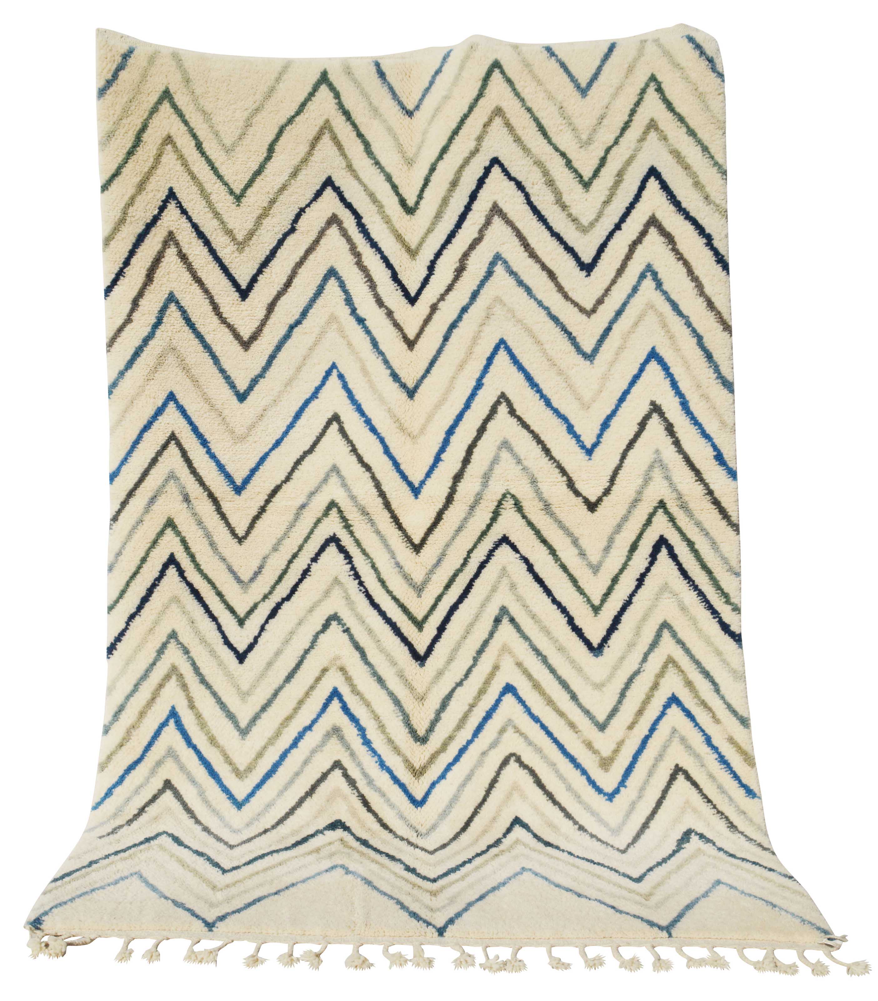 Benjamin (5'1" x 8'2") - Abstract Multicolor Zigzag Berber Rug - Image 5
