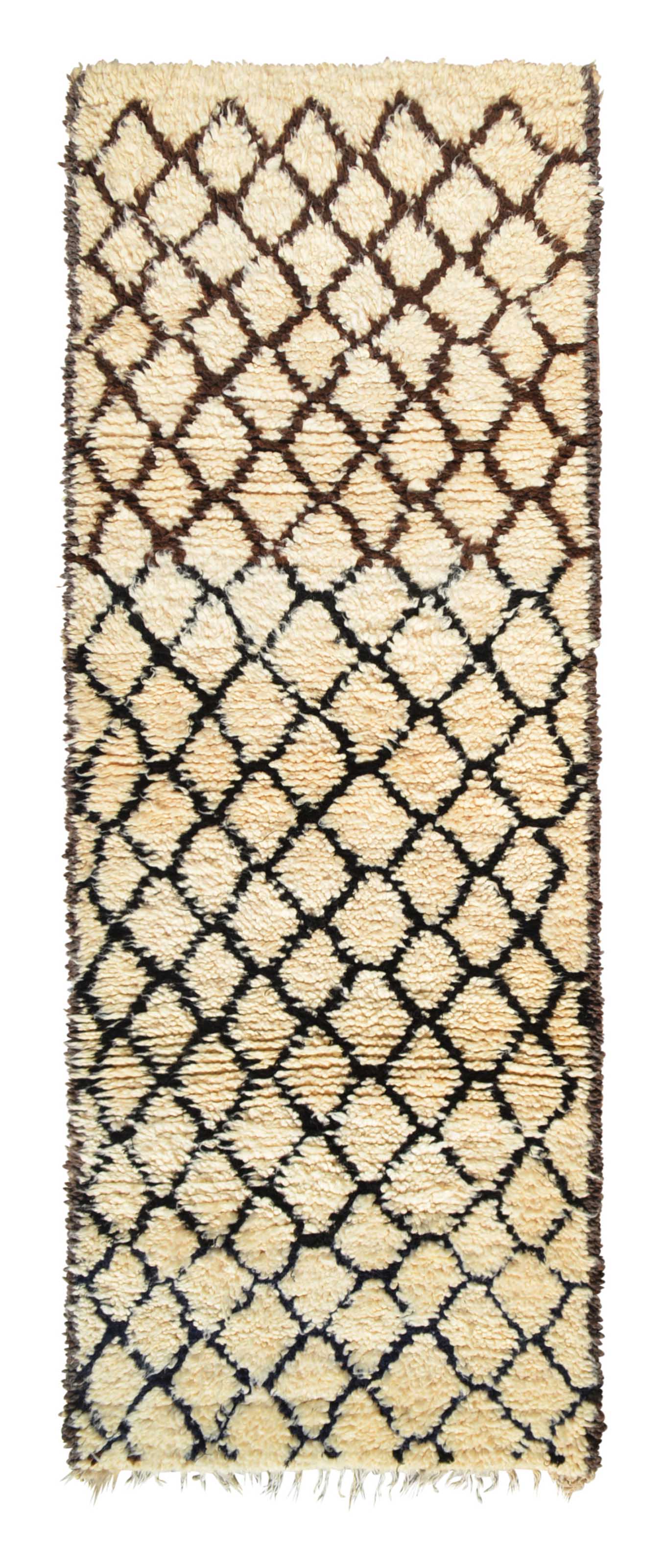 Black Hearts White (2'10" x 7'10") – Vintage Minimalist Beni Ourain Runner