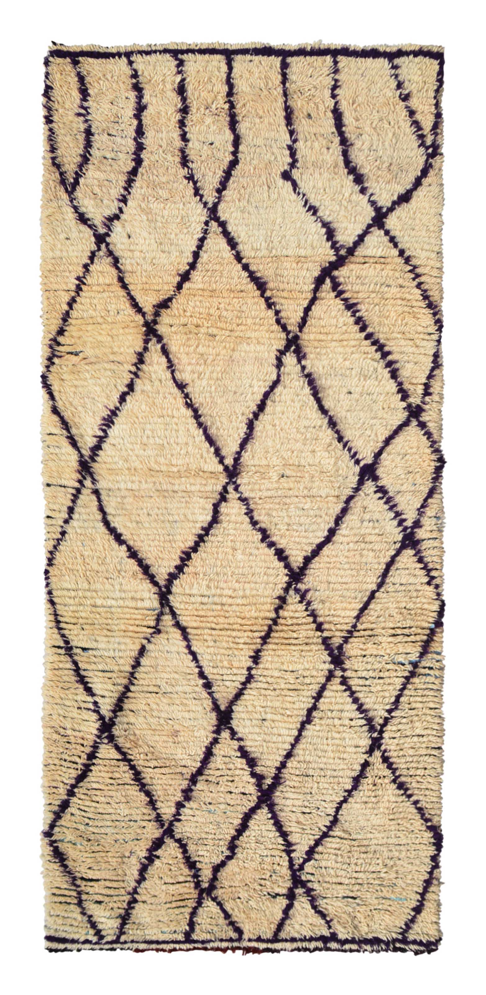 Bliss (3'8" x 9') – Vintage Deep Purple Diamond Beni Ourain Moroccan Runner