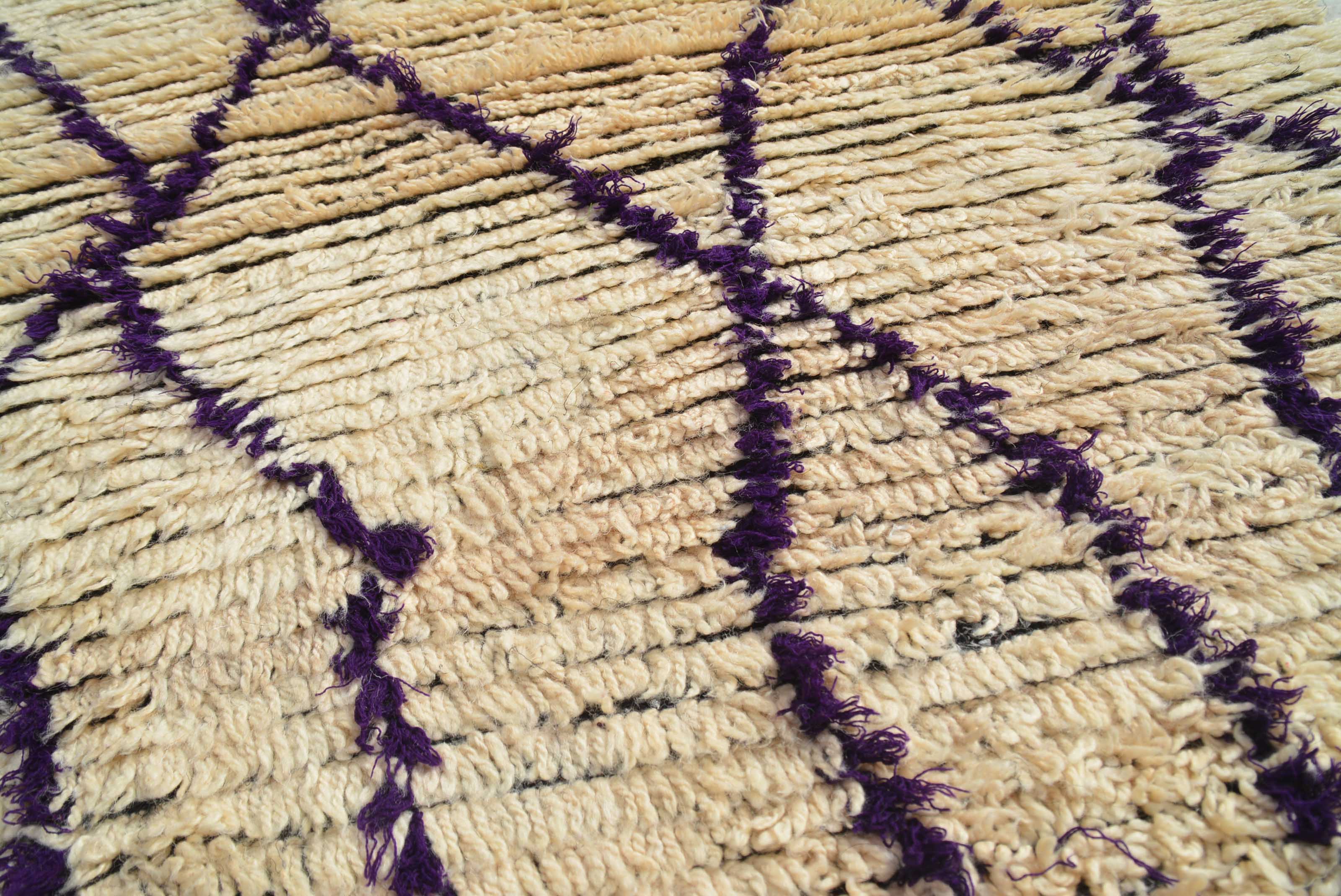 Bliss (3'8" x 9') – Vintage Deep Purple Diamond Beni Ourain Moroccan Runner - Image 2