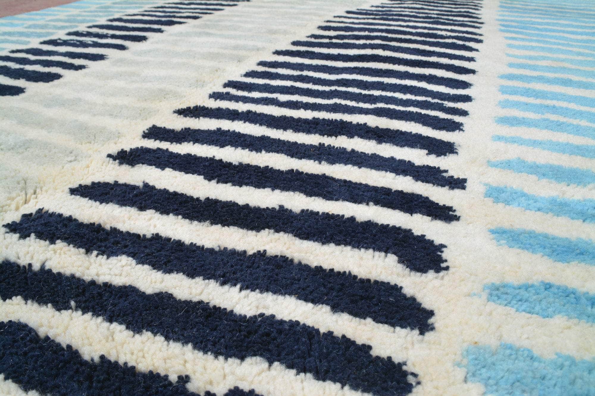 Blue Light (8'0" x 10'4") - Powerful Blue Column Moroccan Berber Rug - Image 2