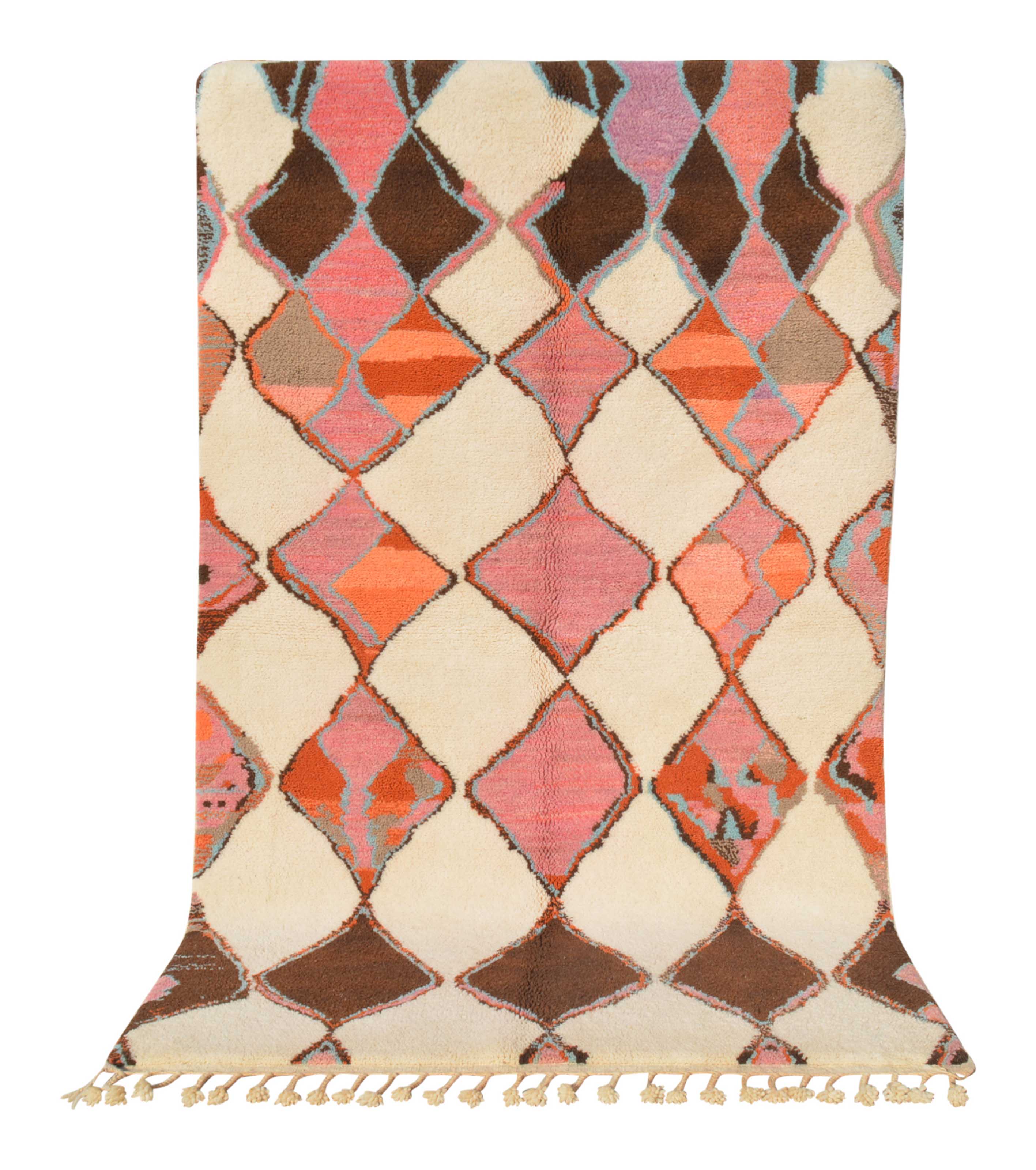 Blushing Orange - Custom Bespoke Orange & Pink Diamond Moroccan Azilal Berber Rug - Image 6