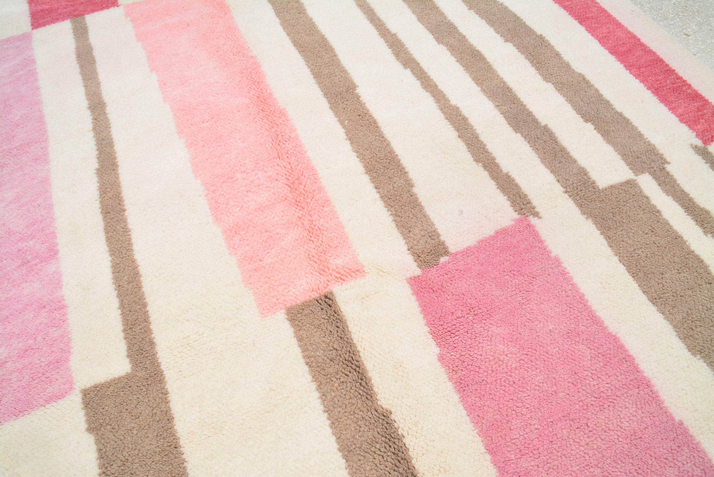 Blushing Trails | Bespoke Pink & Taupe Abstract Azilal Rug - Image 3