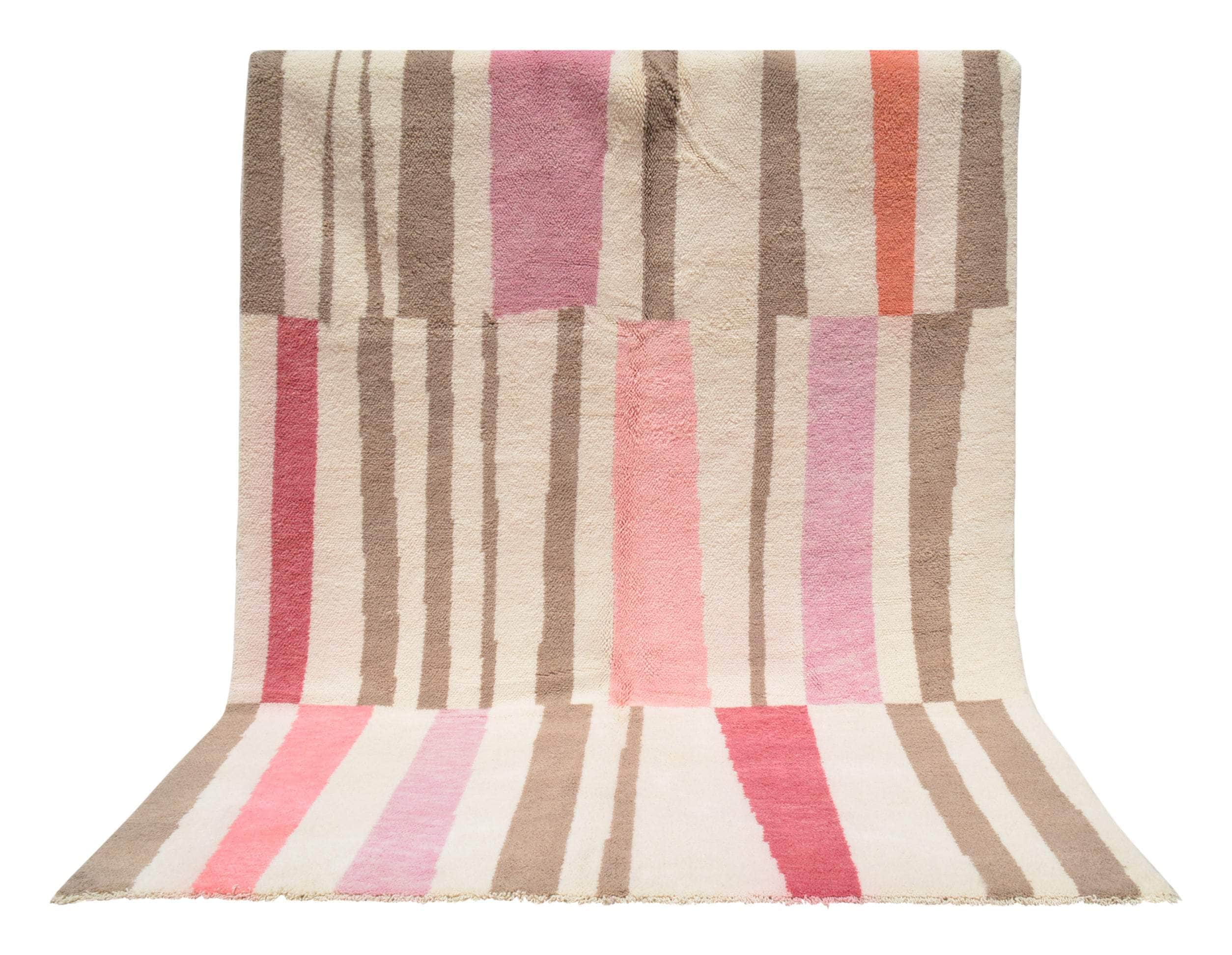 Blushing Trails | Bespoke Pink & Taupe Abstract Azilal Rug - Image 5