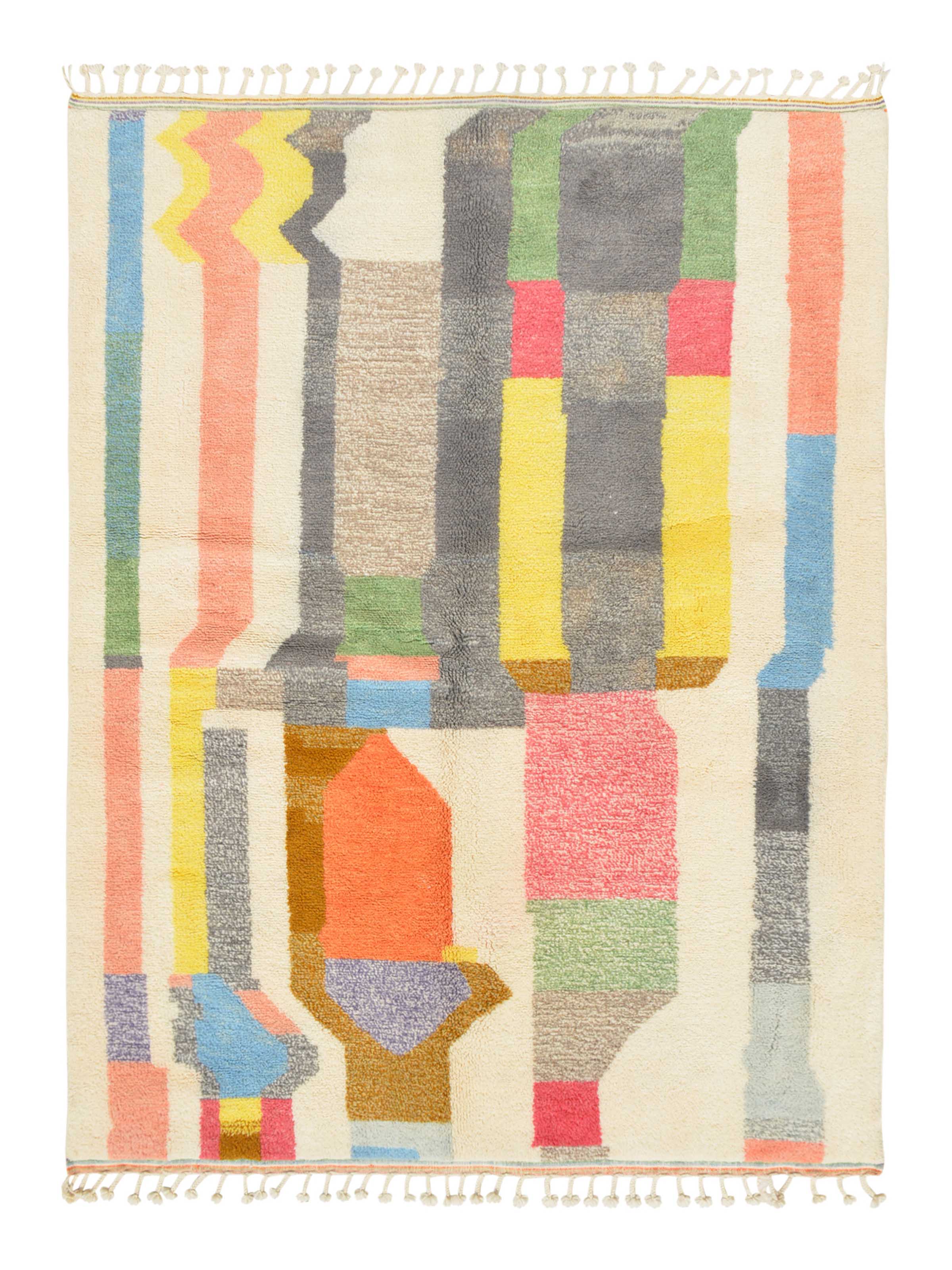 Boho Splash (7'2" x 9'2") - Vibrant Abstract Multicolor Geometric Azilal Rug