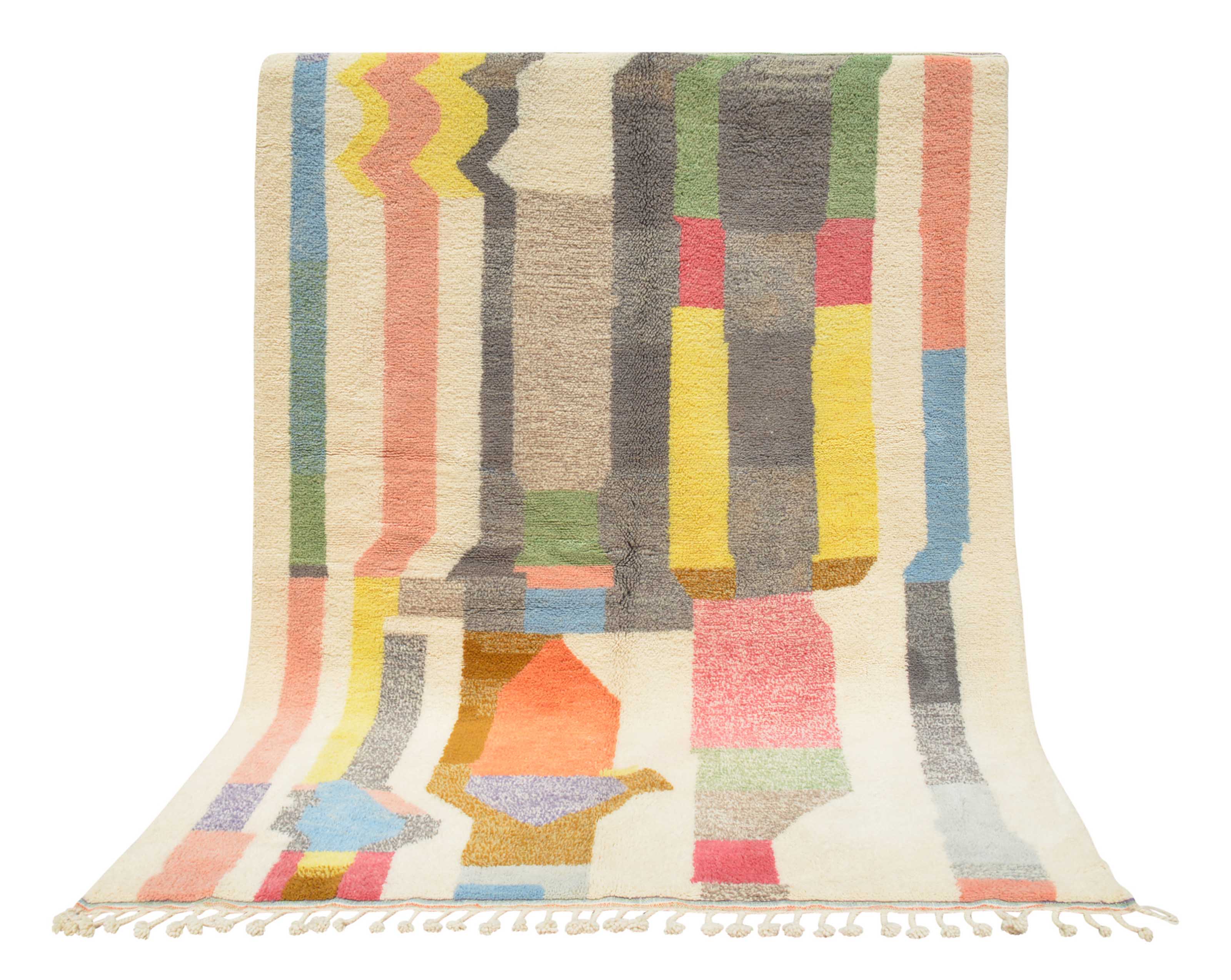 Boho Splash (7'2" x 9'2") - Vibrant Abstract Multicolor Geometric Azilal Rug - Image 6
