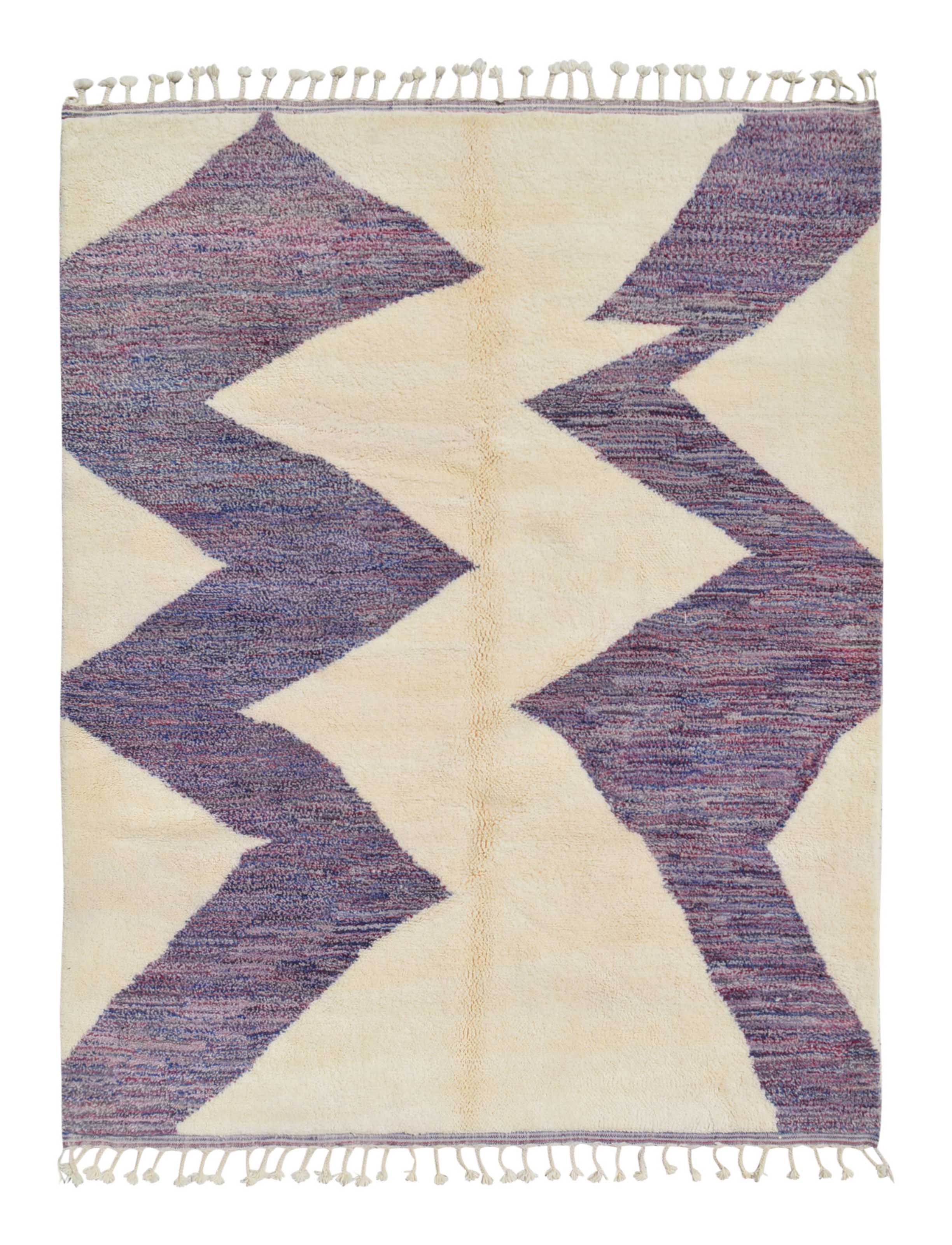 Bouchera (6'10" x 8'10") - Abstract Purple Zig-Zag Chevron Berber Rug