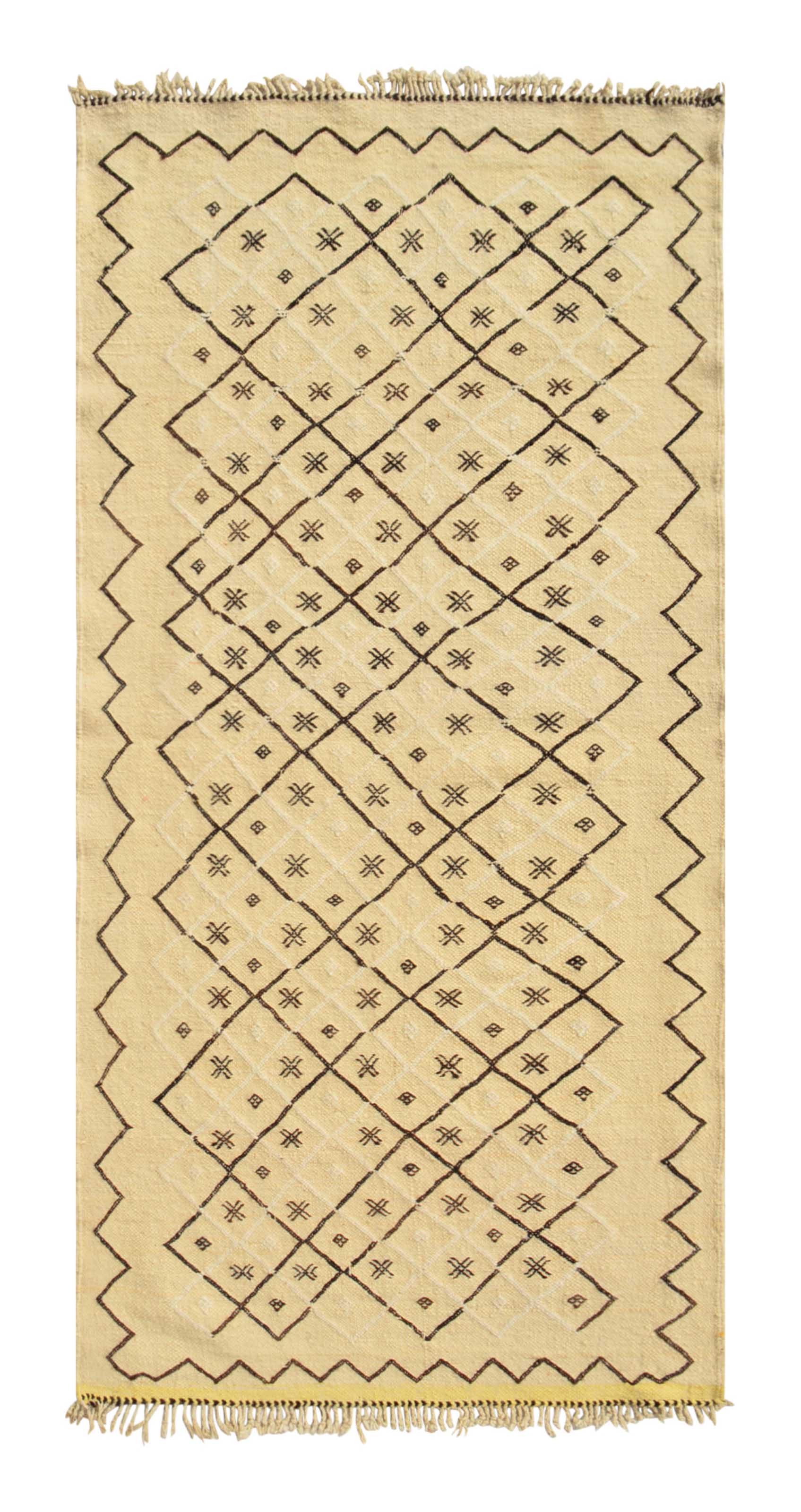 Checker Moves (3'1" x 6'8") - Minimalist Checkered Flatweave Azilal Rug