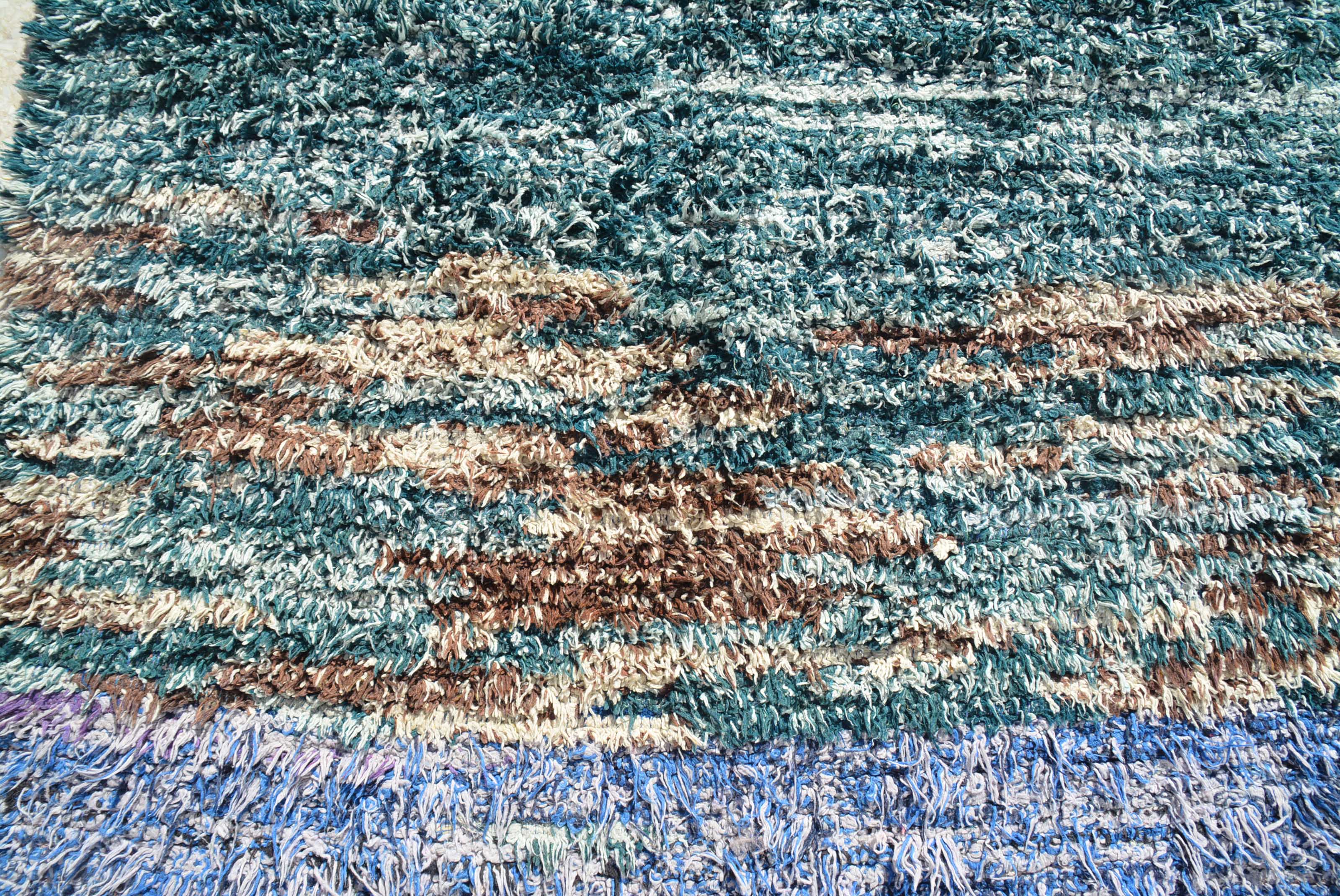 Coastal Retreat (4'4" x 7'2") – Plush Blue Vintage Boucherouite Shag Rug - Image 2