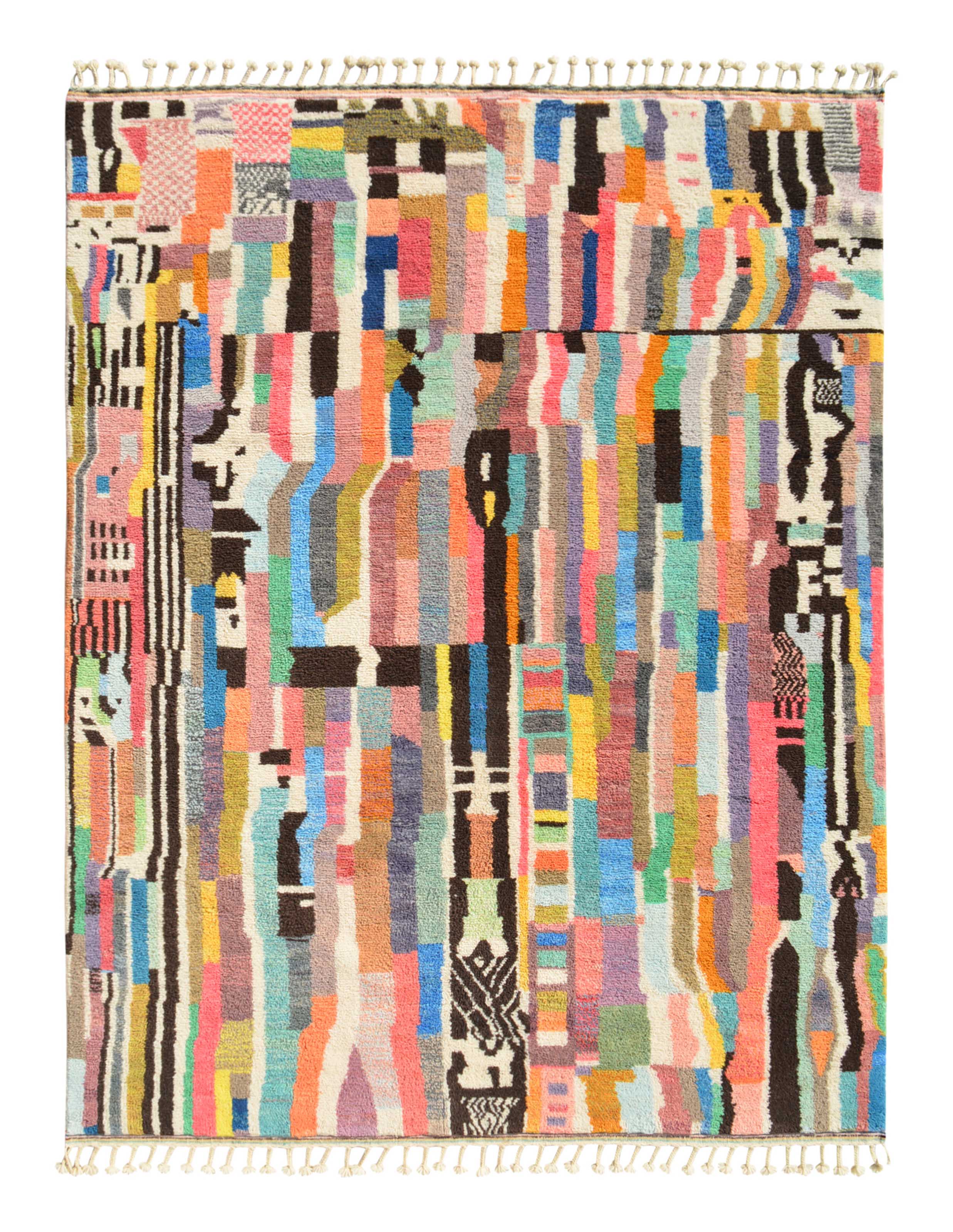 Color Craze (8'0" x 10'0") - Abstract Multicolor Glitch Art Collage Azilal Rug