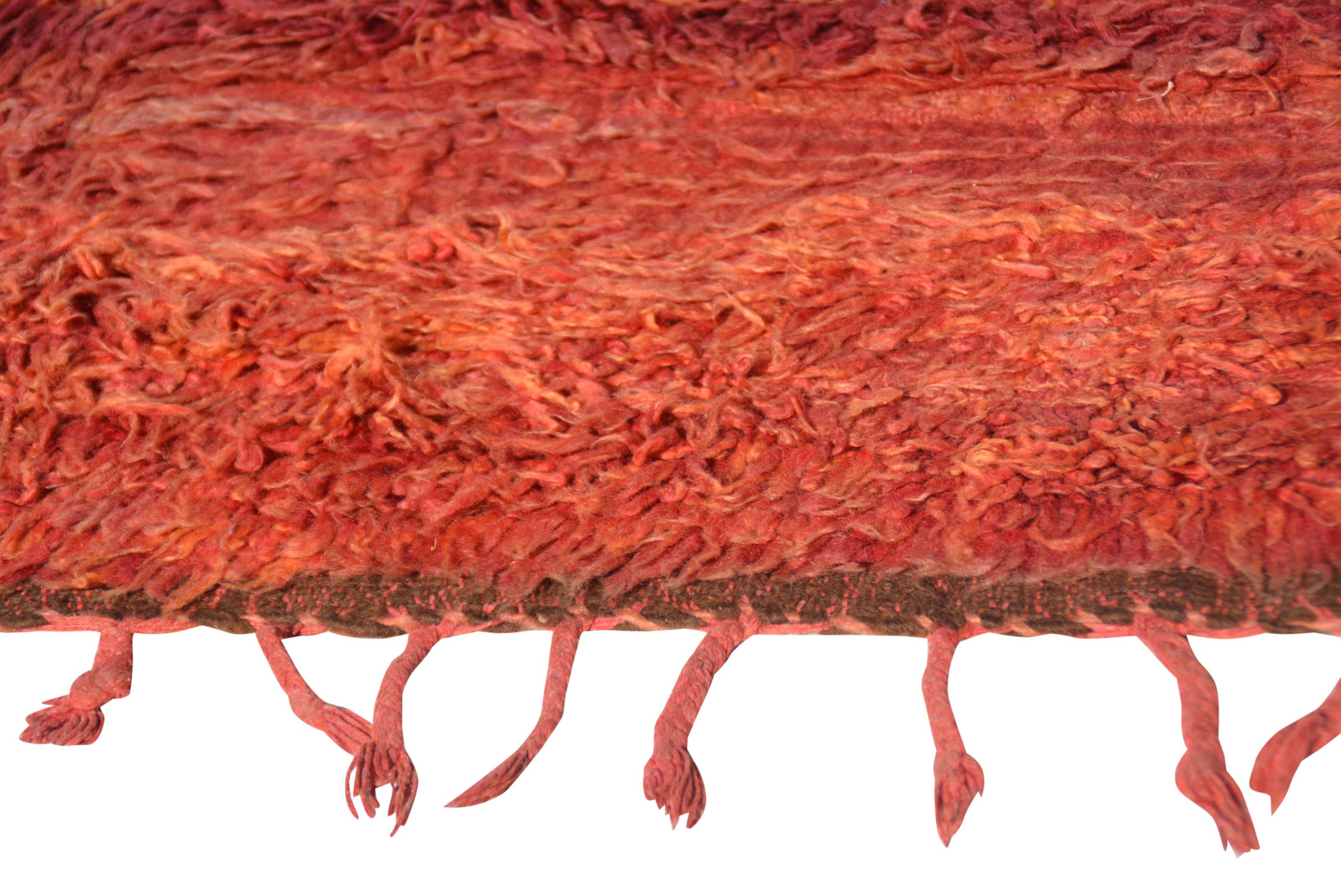 Courage (6' x 9'2") – Rare Vintage Solid Red Berber Shag Rug - Image 3
