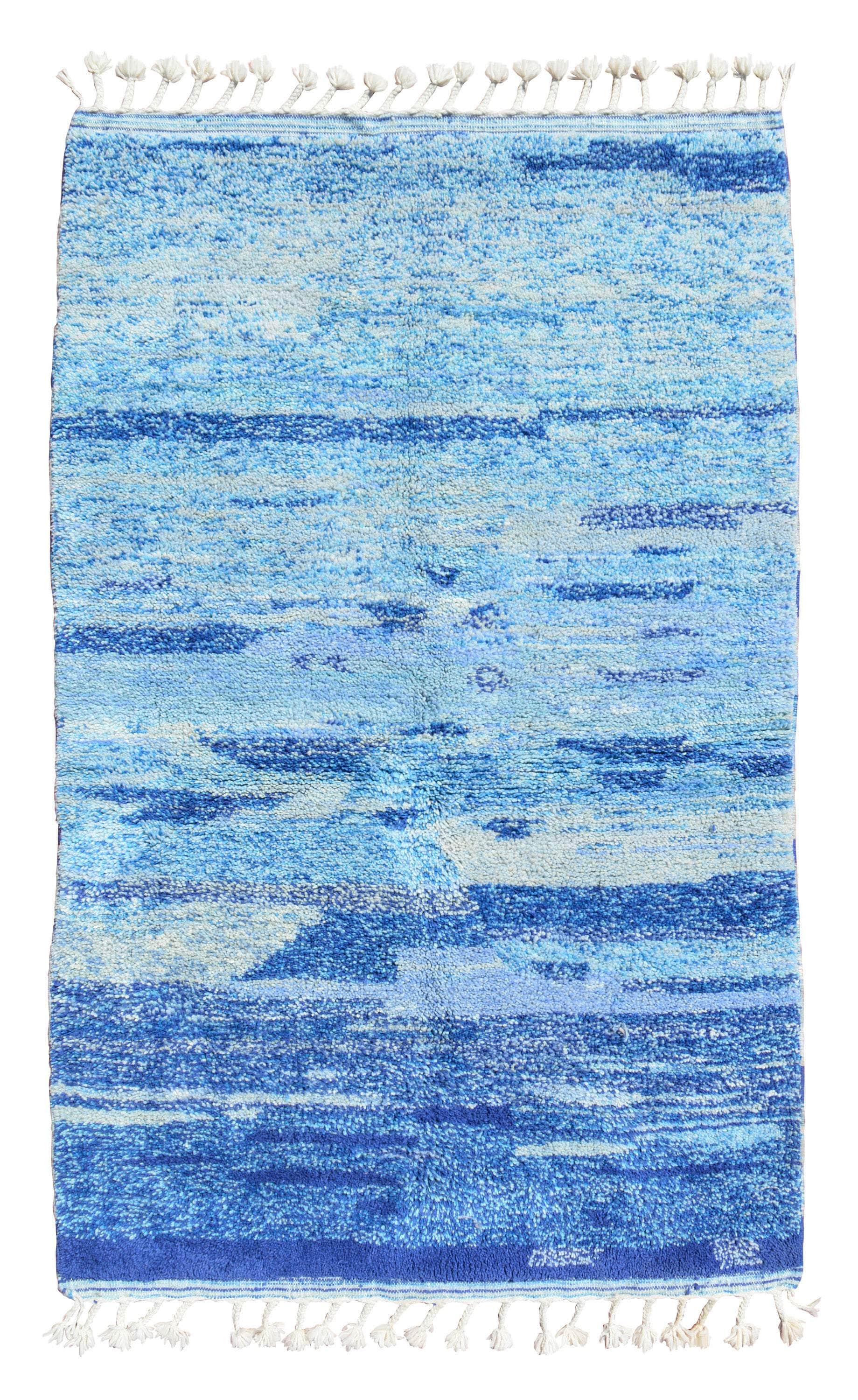 Deep Sea (4'3" x 6'8") - Vintage-Inspired Ocean Blue Moroccan Rug