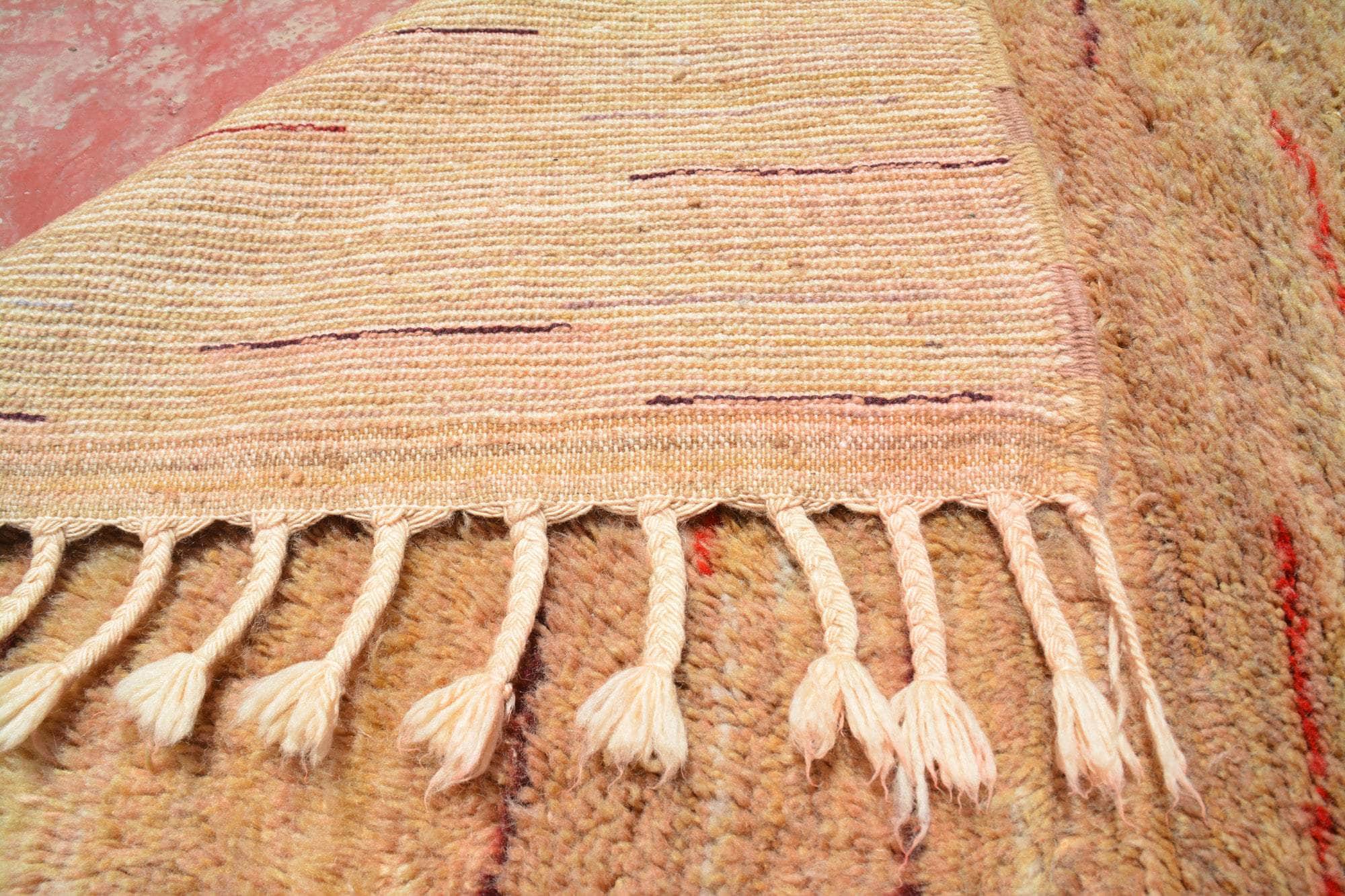 Embers (4'0" x 5'9") - Simple Purple & Red Striped Berber Rug - Image 4