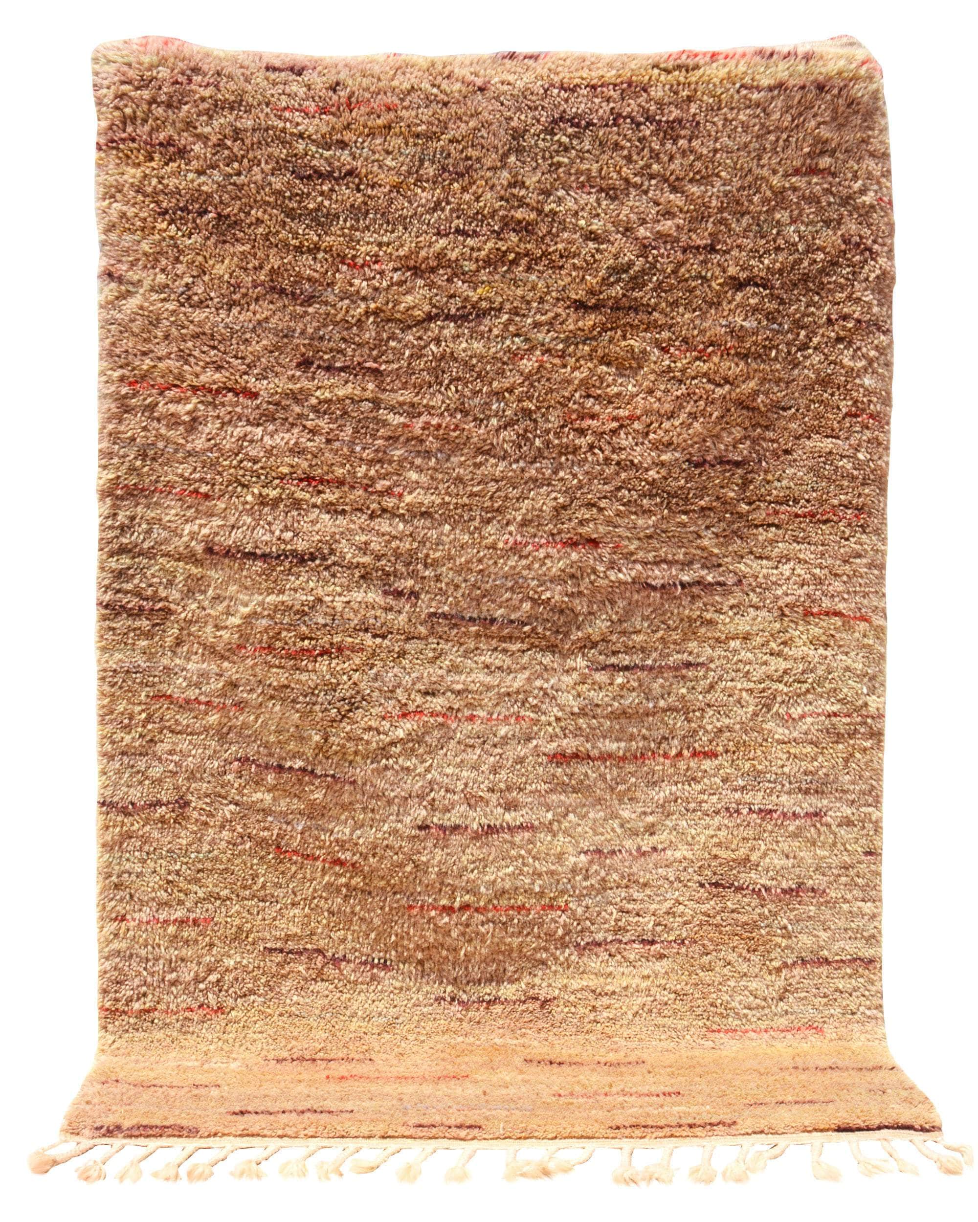 Embers (4'0" x 5'9") - Simple Purple & Red Striped Berber Rug - Image 5