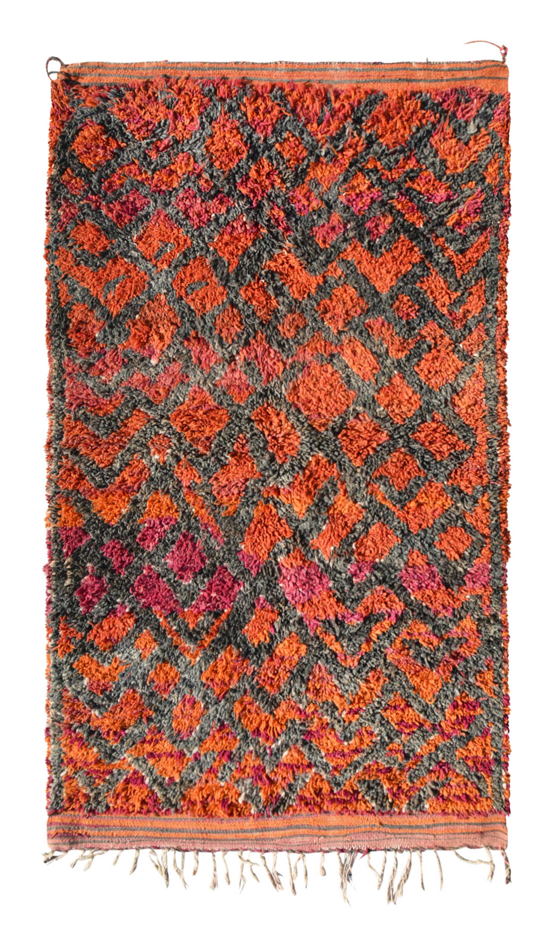 Embracing Fire (4'4" x 7') – Vintage Fiery Orange & Pink Boujaad Moroccan Area Rug