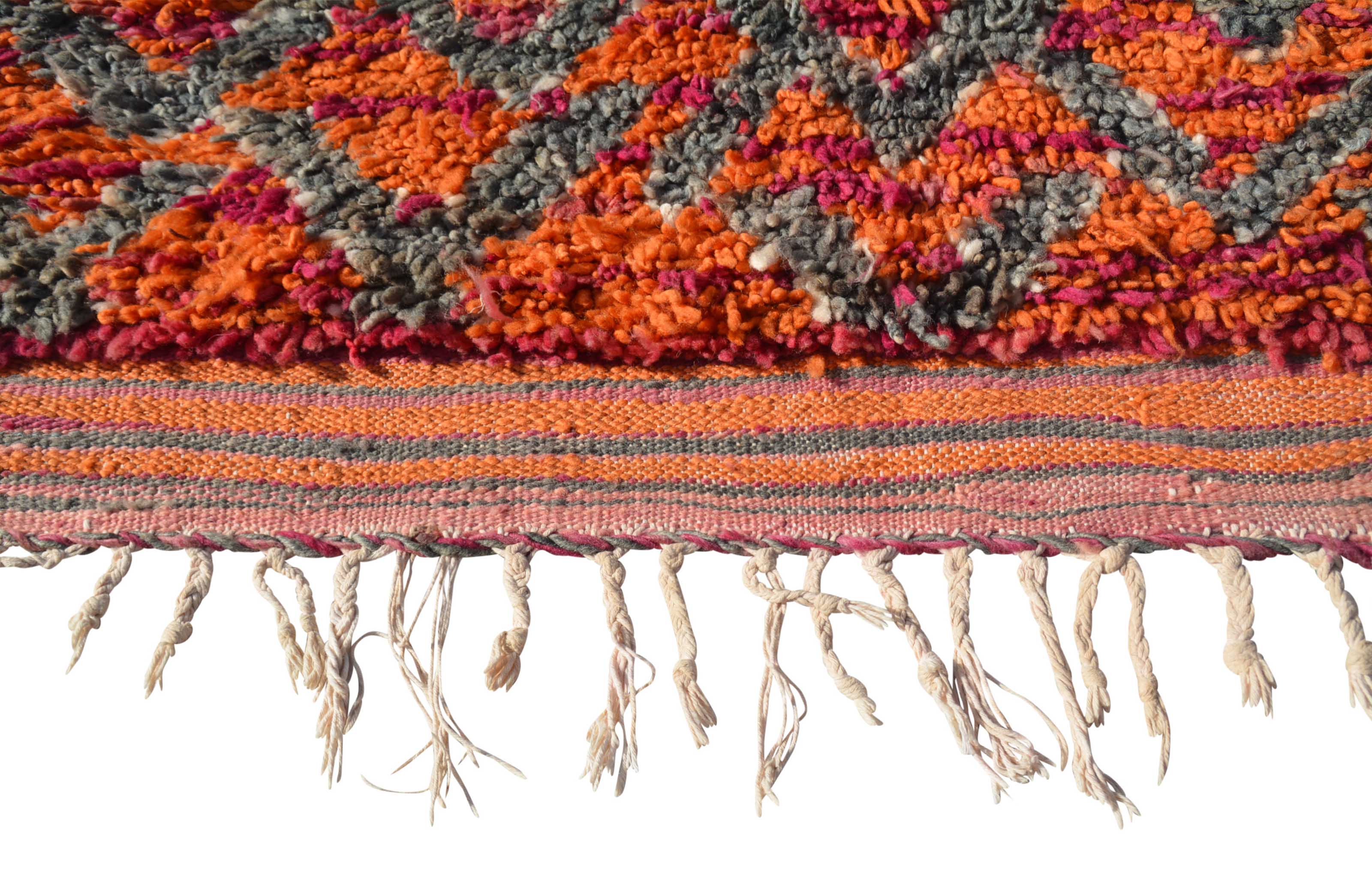 Embracing Fire (4'4" x 7') – Vintage Fiery Orange & Pink Boujaad Moroccan Area Rug - Image 2