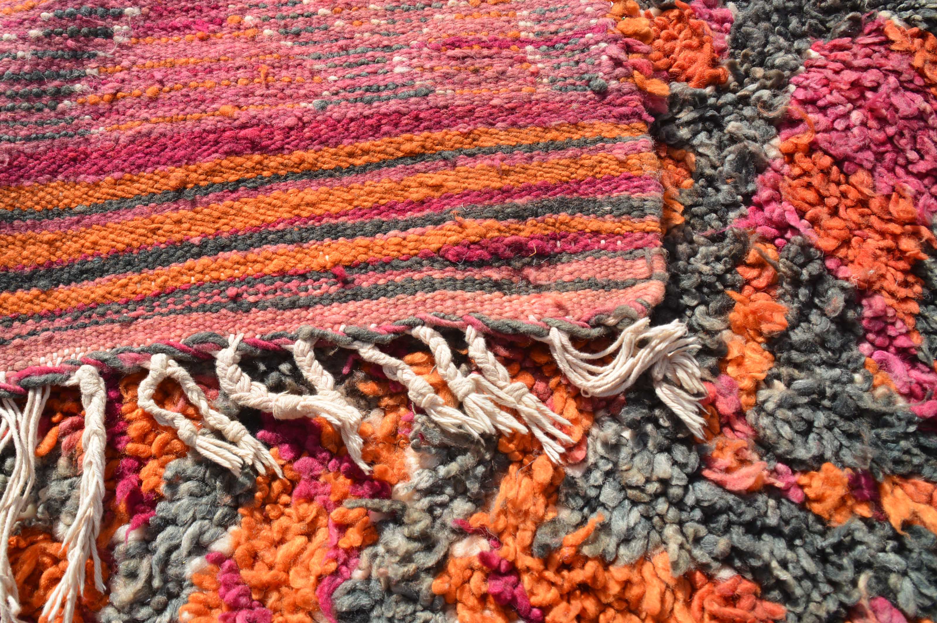 Embracing Fire (4'4" x 7') – Vintage Fiery Orange & Pink Boujaad Moroccan Area Rug - Image 4