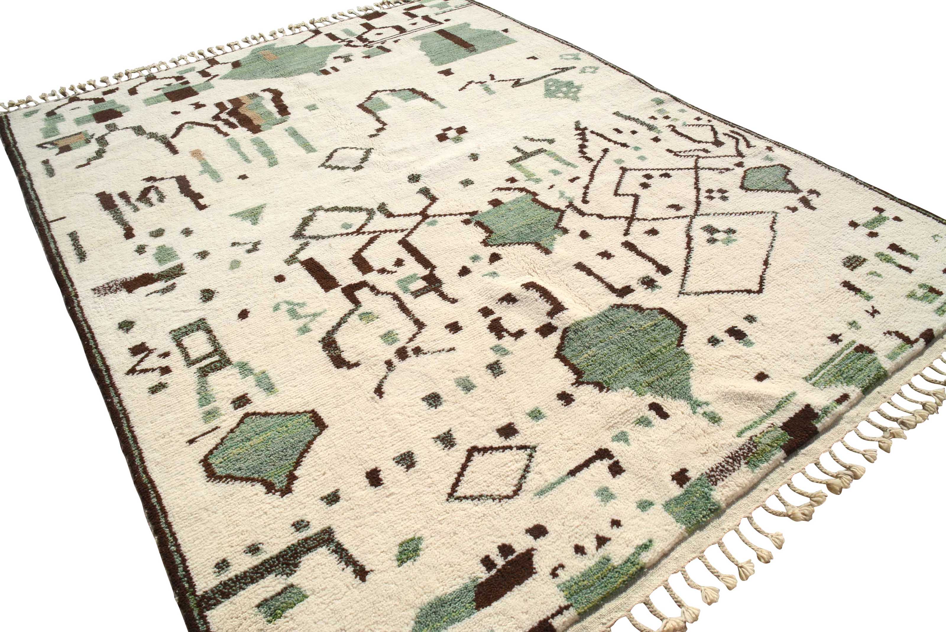 Evergreen (7'0" x 9'2") - Green & Brown Tribal Abstract Azilal Rug - Image 5
