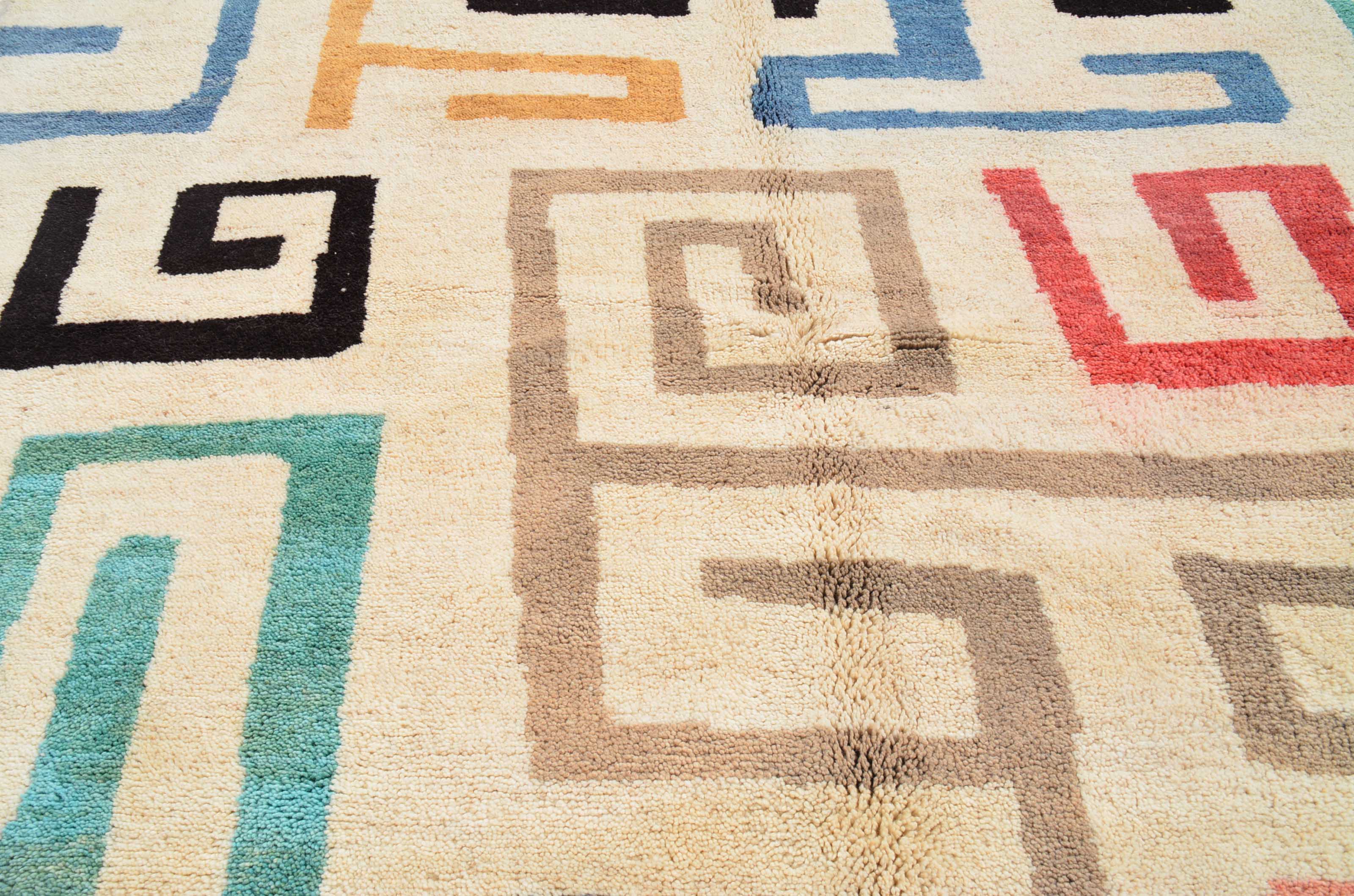 Falling Color (8'0" x 10'2") - Abstract Multicolor Geometric Maze Azilal Rug - Image 2