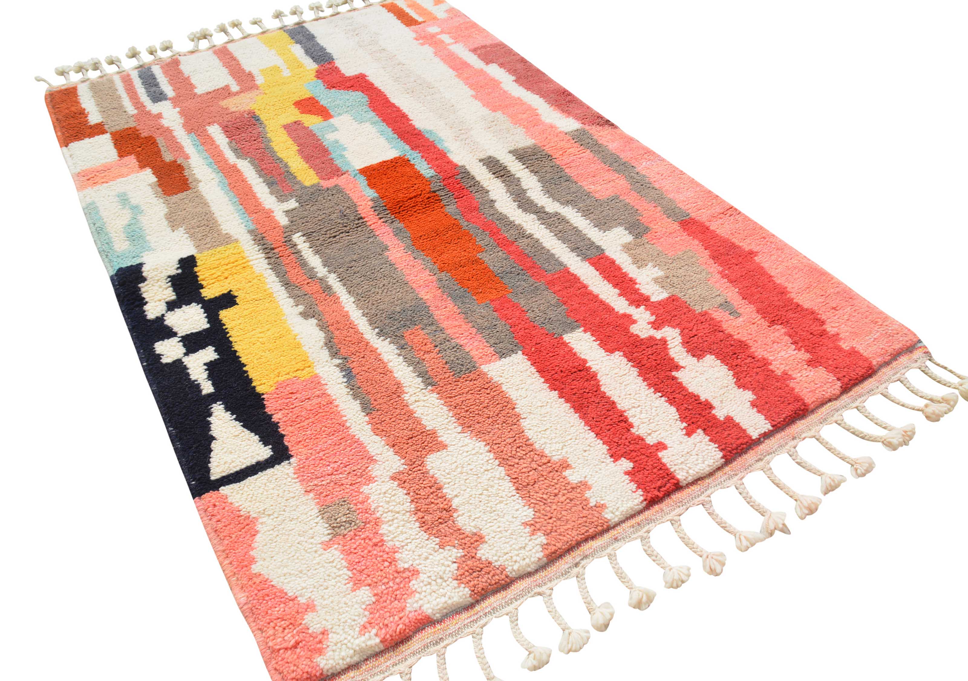 Fellow (4'0" x 6'0") - Abstract Multicolor Vertical Block & Glitch Azilal Rug - Image 5