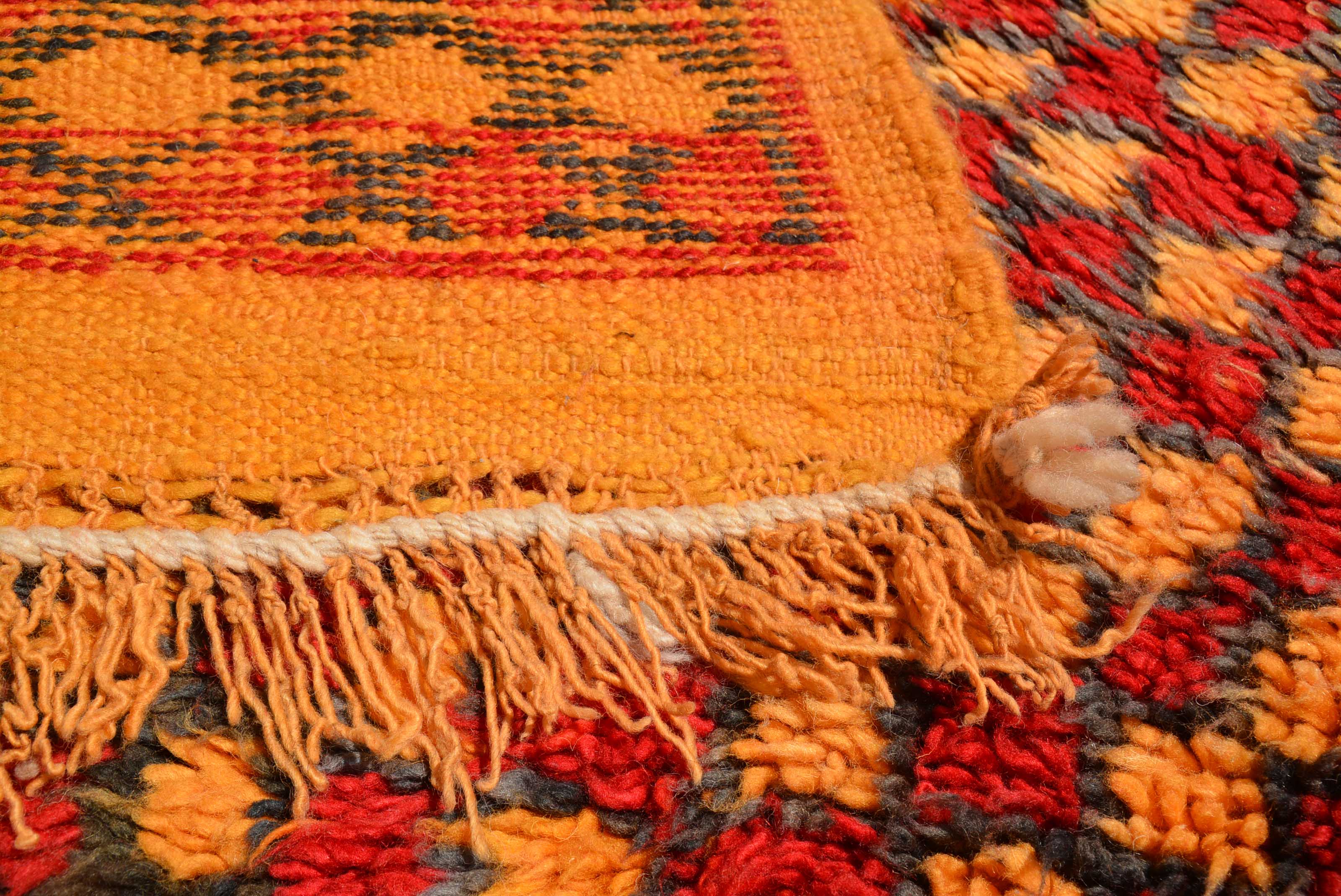 Fire Walk (6'2" x 6'8") – Vintage Geometric Red & Orange Area Rug - Image 3