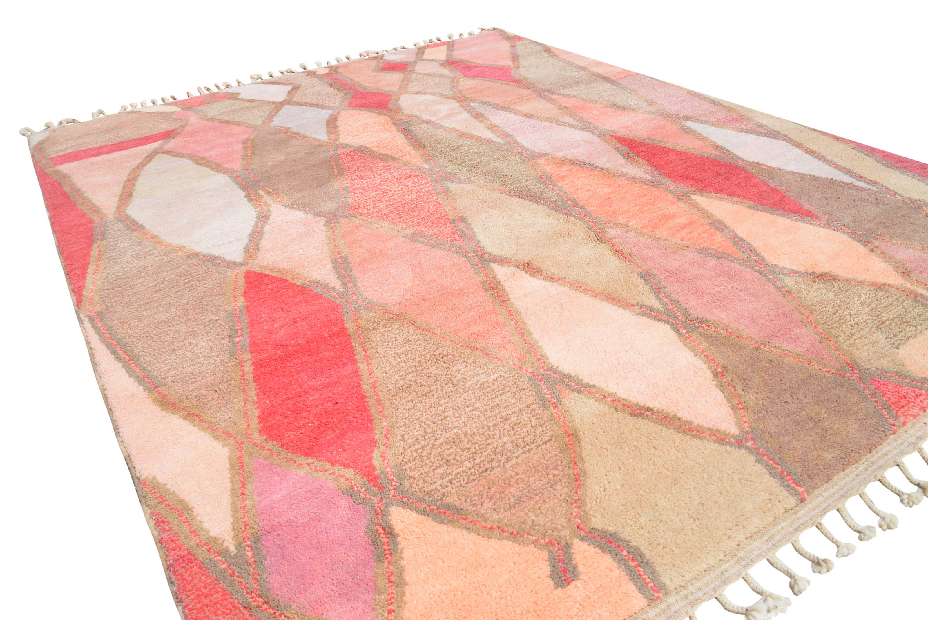 Fusion (8'0" x 10'0") - Red & Pink Geometric Boujaad Rug - Hand-Dyed Wool - Image 2