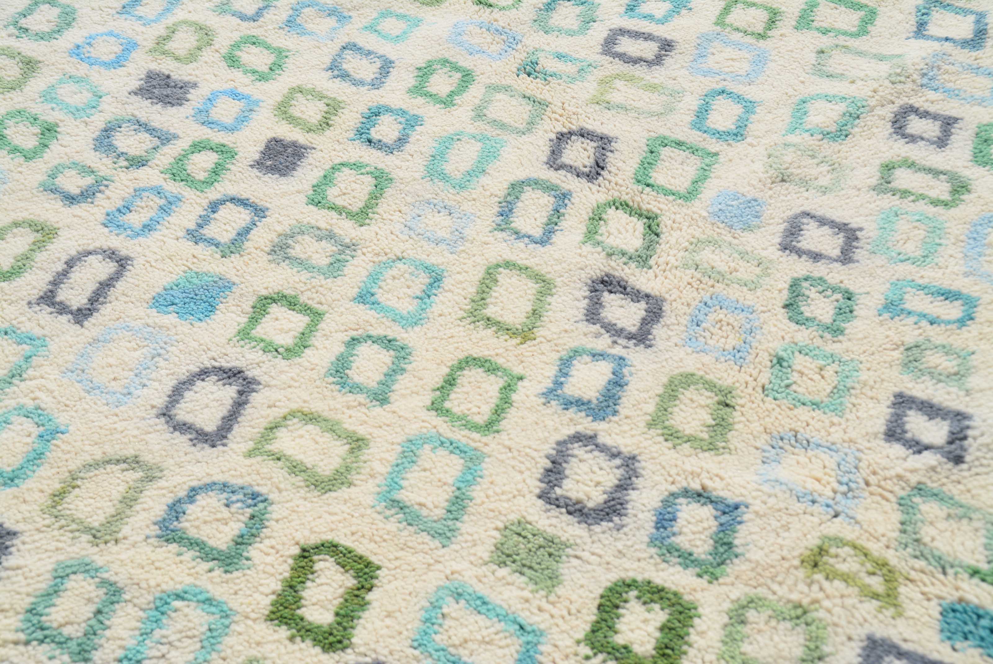 Gems (7'4" x 9'0") - Blue & Green Diamond Azilal Rug - Hand-Dyed Wool - Image 2