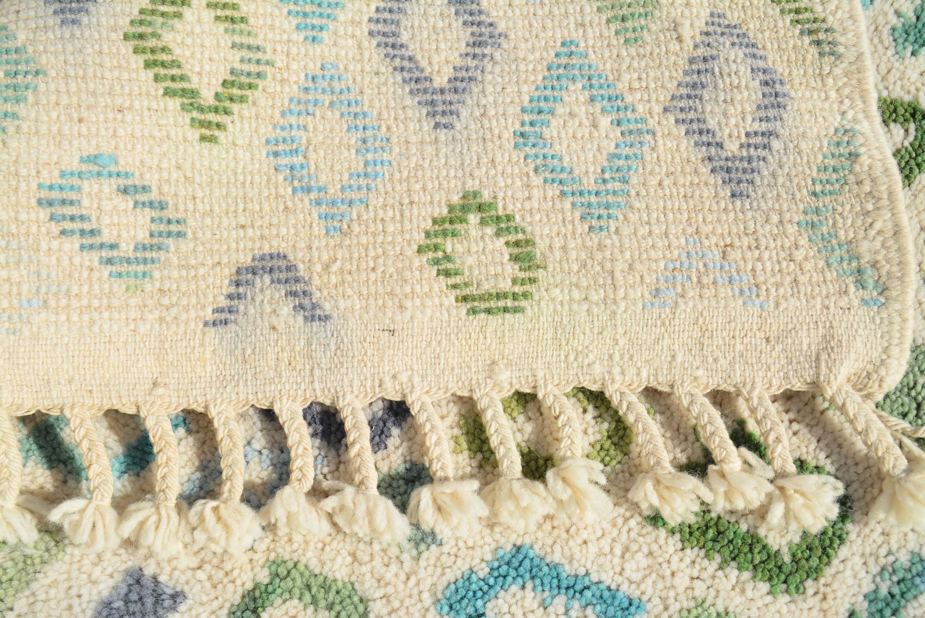 Gems (7'4" x 9'0") - Blue & Green Diamond Azilal Rug - Hand-Dyed Wool - Image 4