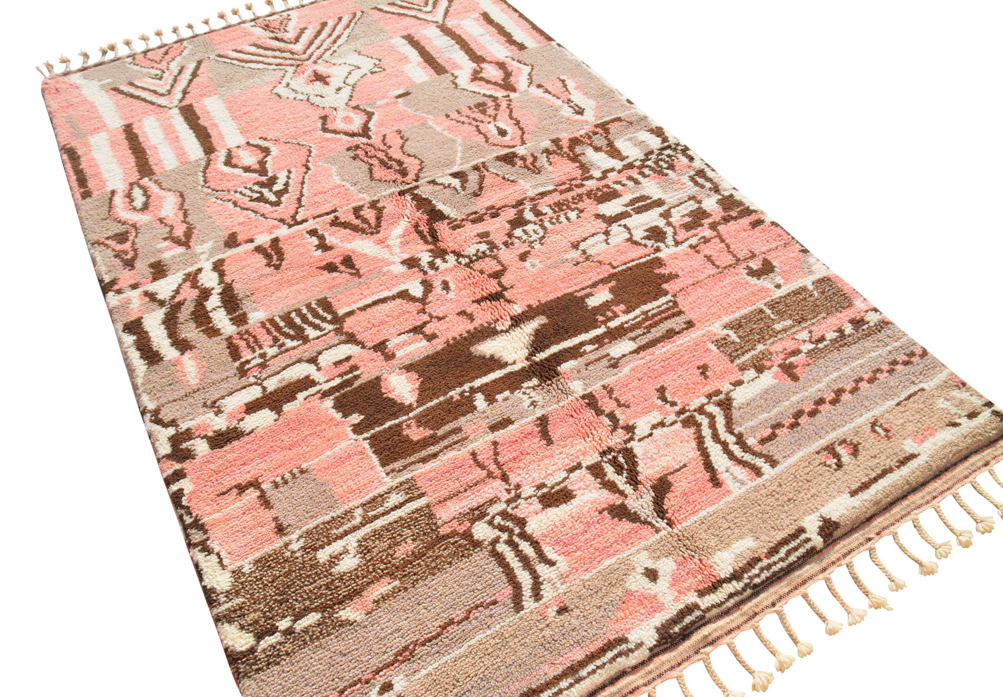 Heirloom Rising (5'2" x 8'0") - Abstract Pink & Brown Tribal Landscape Azilal Rug - Image 5