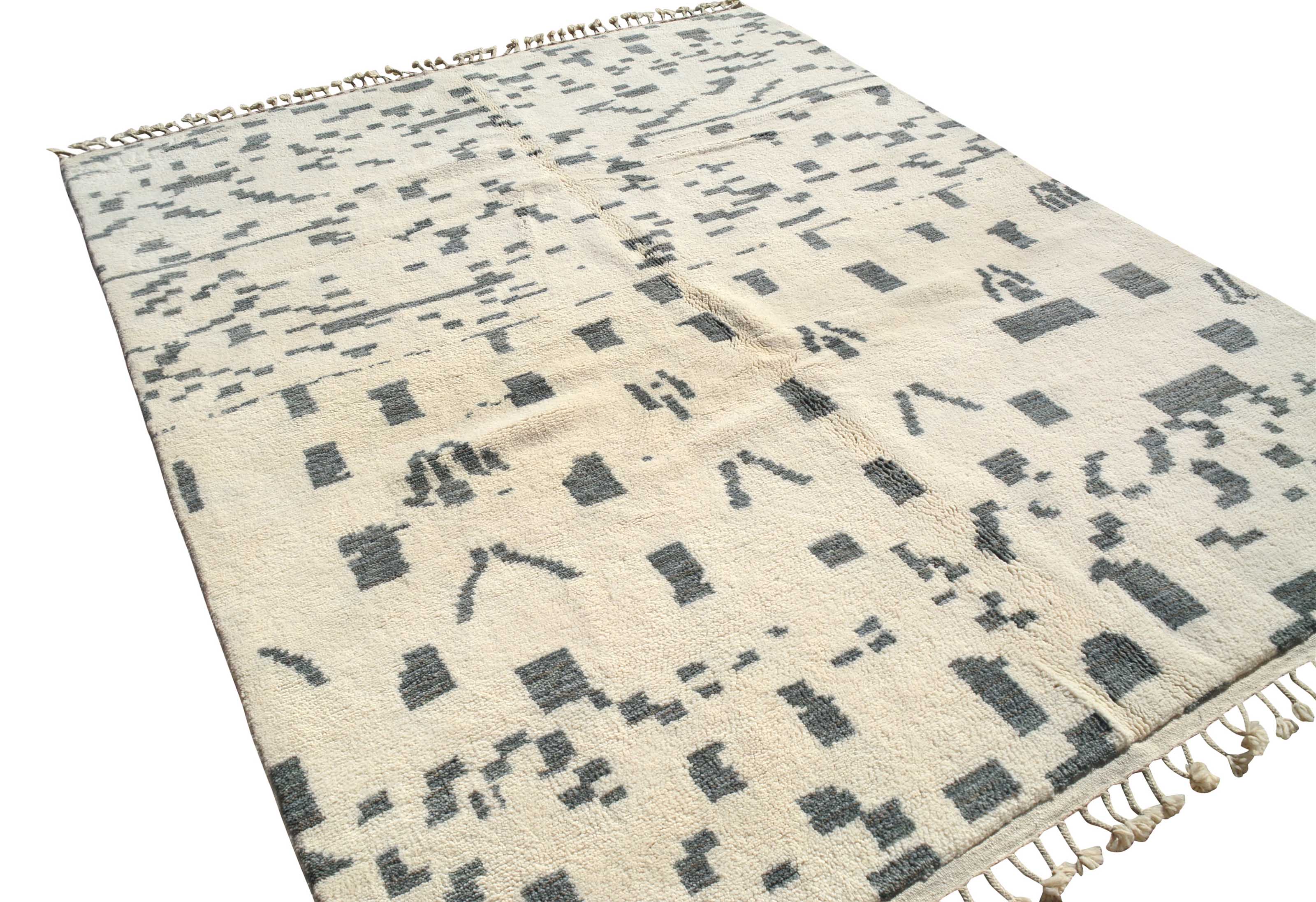 Illusions (8'0" x 10'0") - Abstract Blue Dot Azilal Rug - Hand-Knotted Wool - Image 5