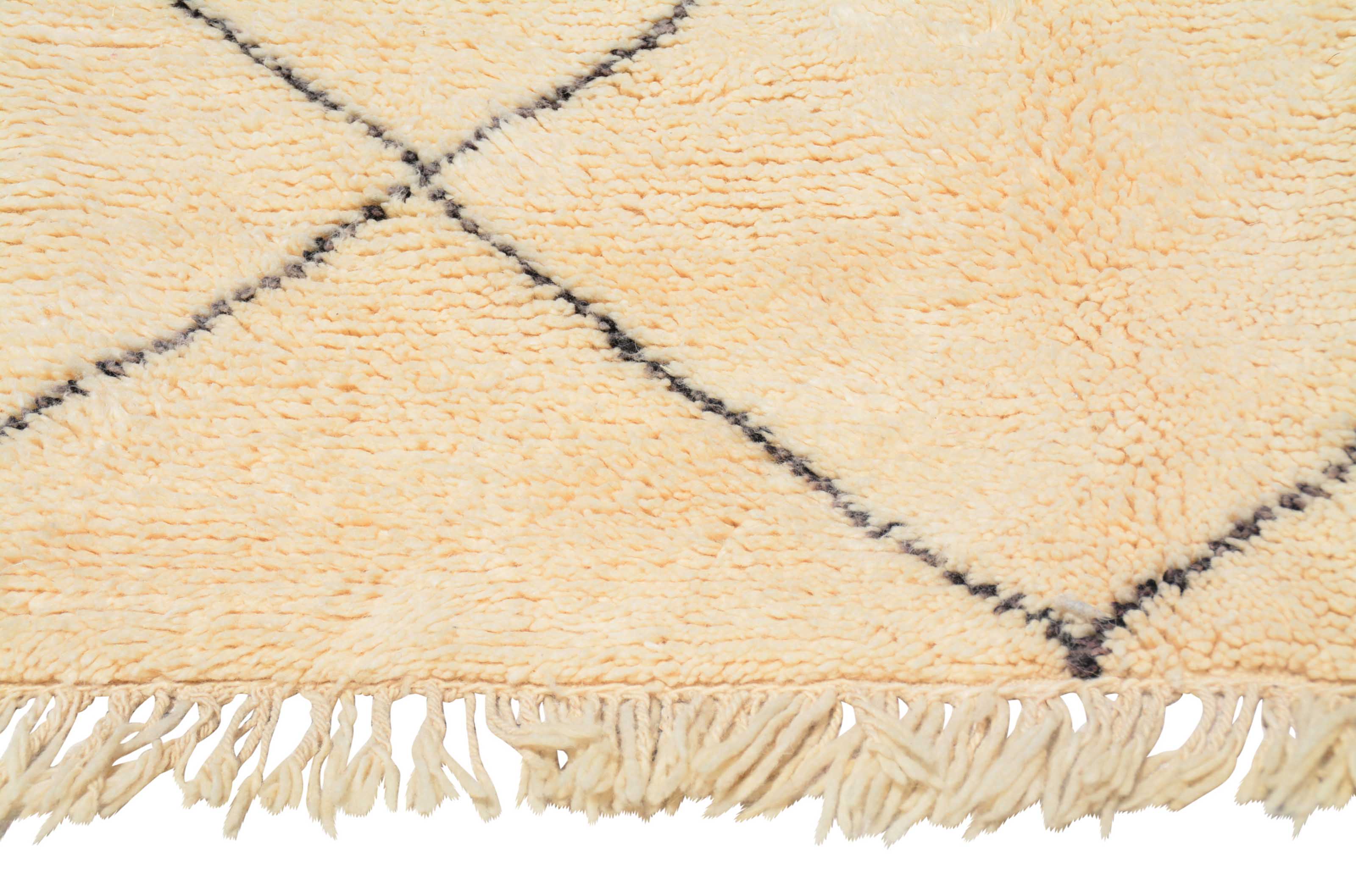 InMyLife (4'5" x 6'10") - Classic Cream & Charcoal Geometric Diamond Beni Ourain Rug - Image 4