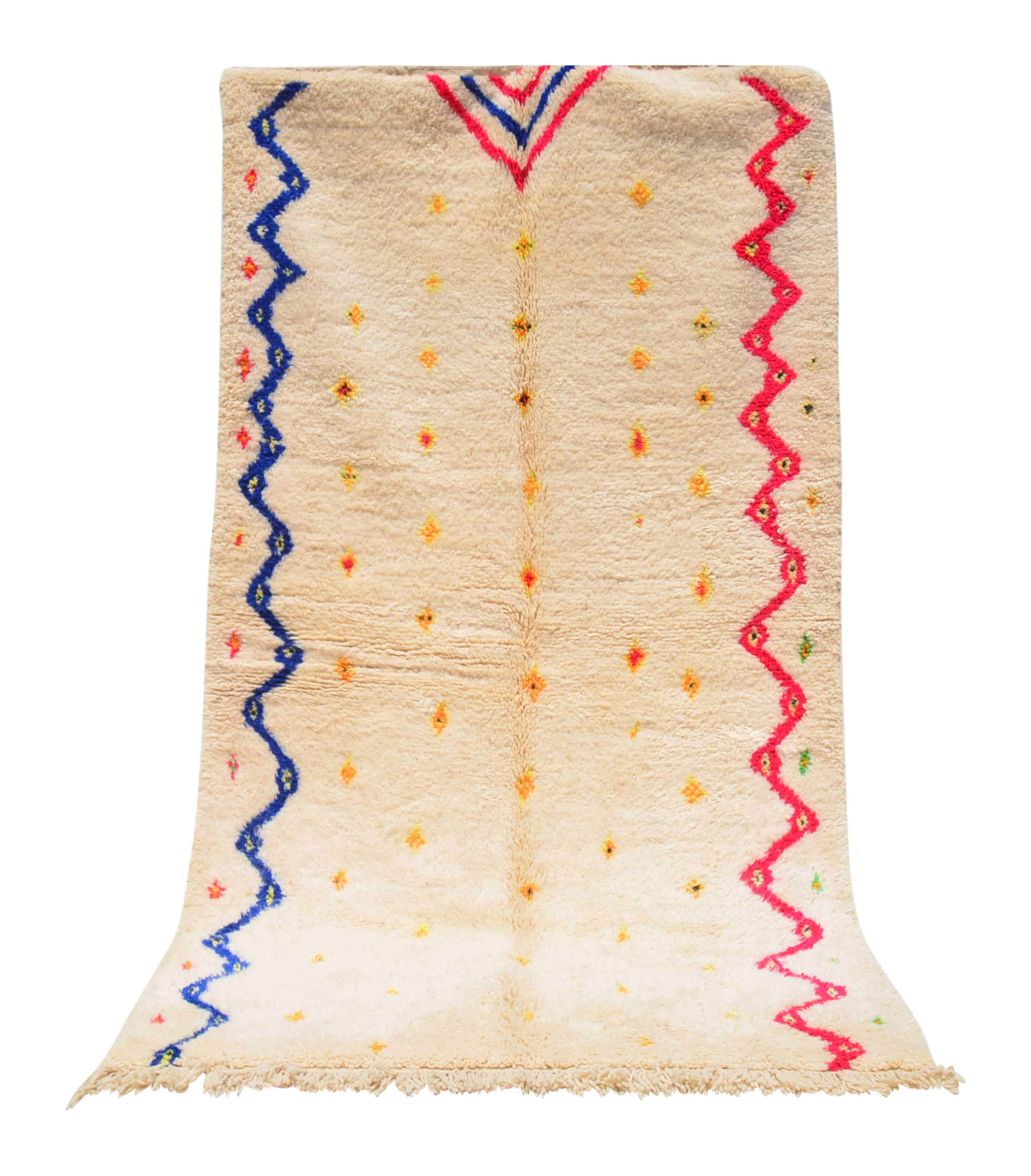 Jackson (5'1" x 9'1") - Vibrant Zig-Zag Border Moroccan Berber Rug - Image 6