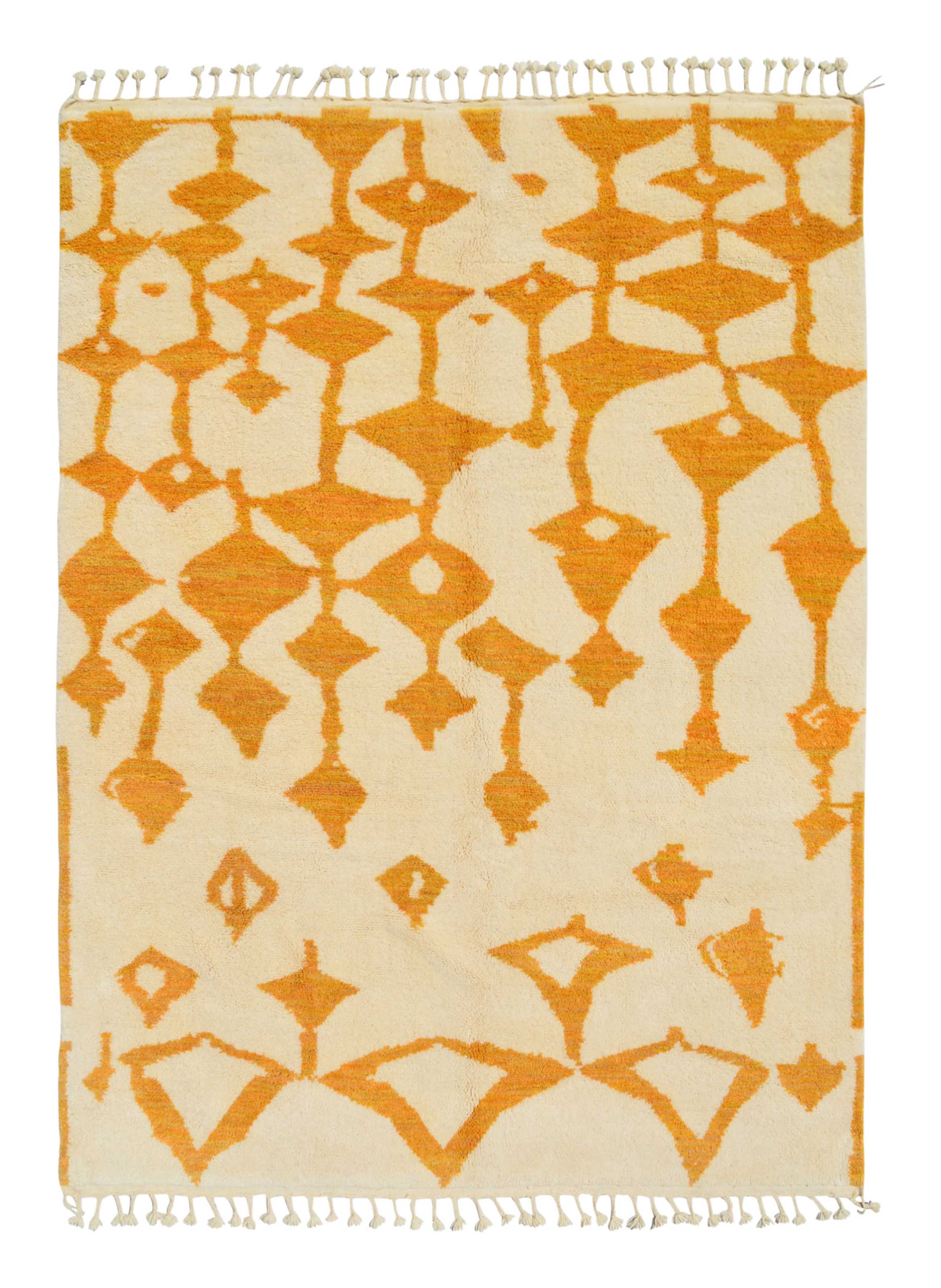 Kissed (8'0" x 10'4") - Abstract Harvest Gold Geometric Pendant Berber Rug