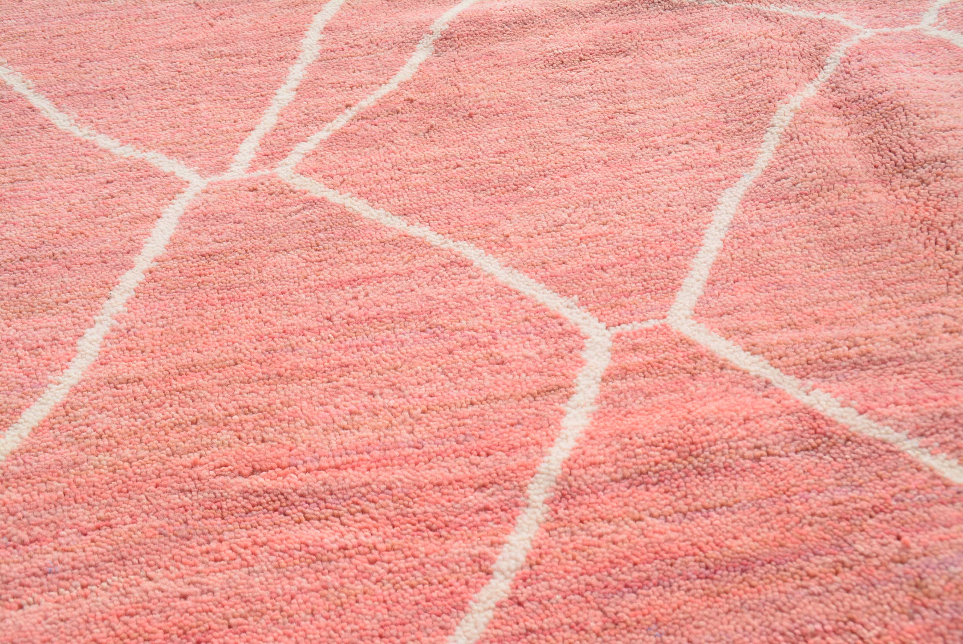 Lara (6'2" x 9'0") - Pink Beni Ourain Style Rug - Hand-Dyed Wool - Image 2