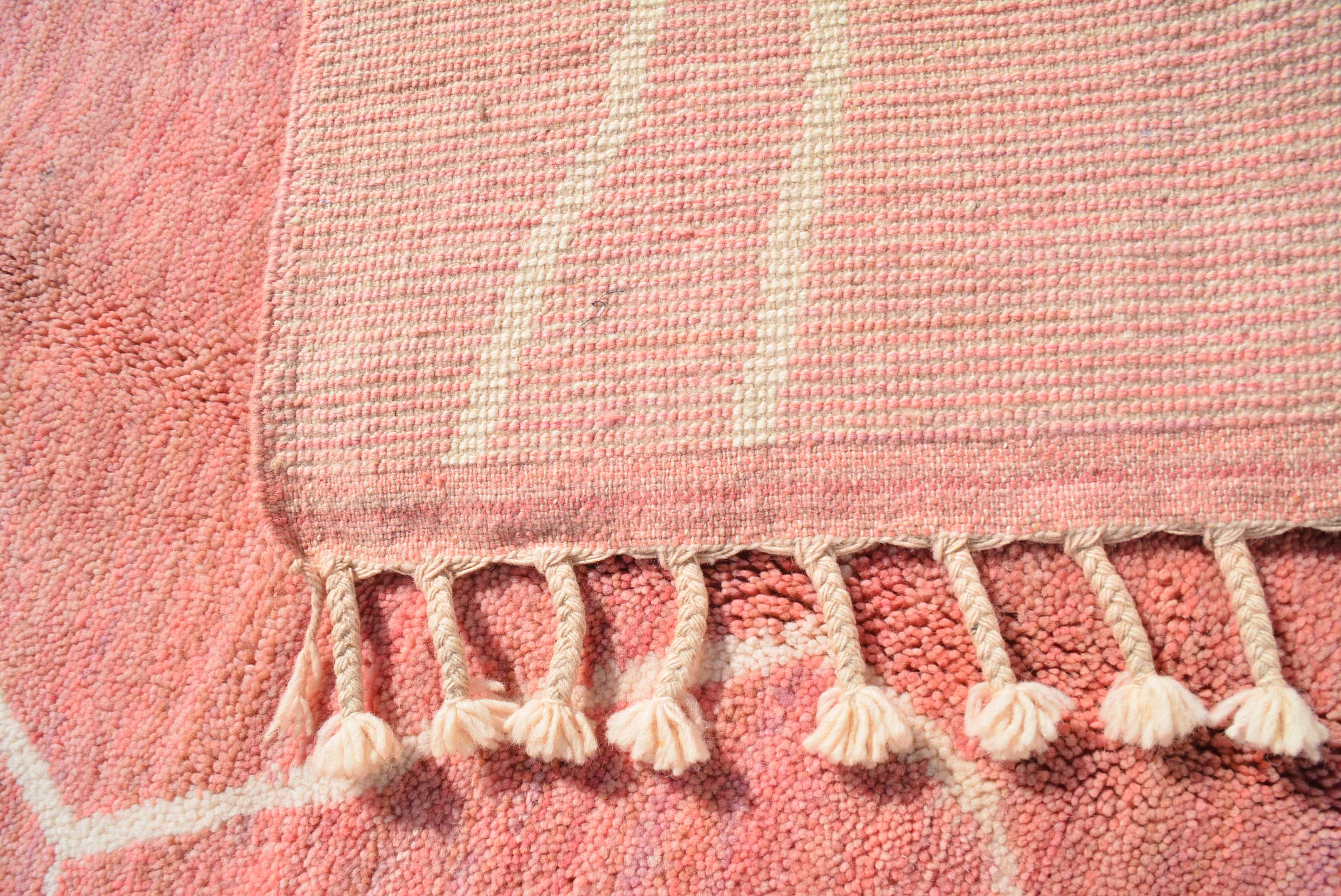 Lara (6'2" x 9'0") - Pink Beni Ourain Style Rug - Hand-Dyed Wool - Image 4