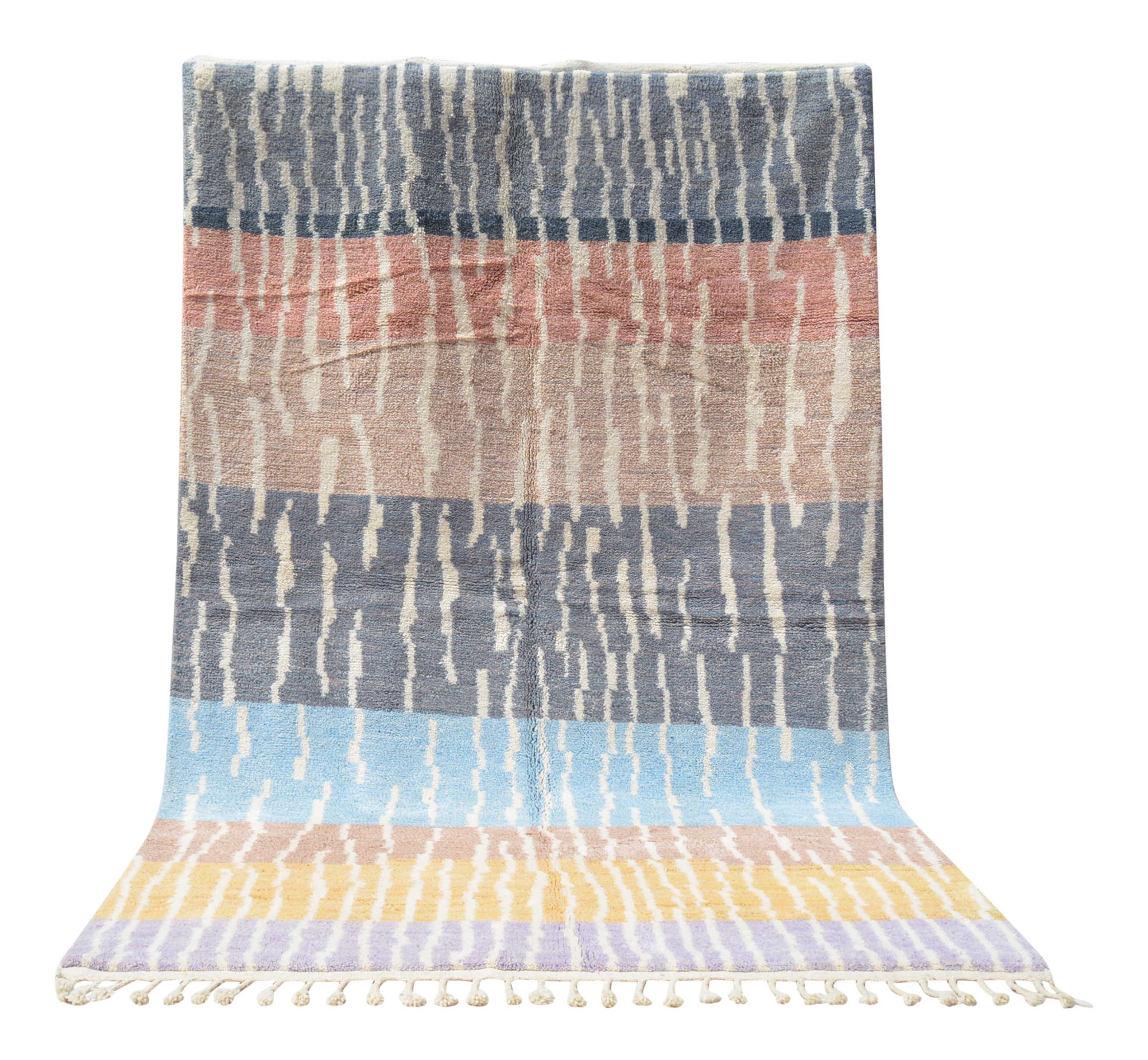 Layered (6'0" x 9'0") - Colorful Striped Azilal Rug - Hand-Dyed Wool - Image 6
