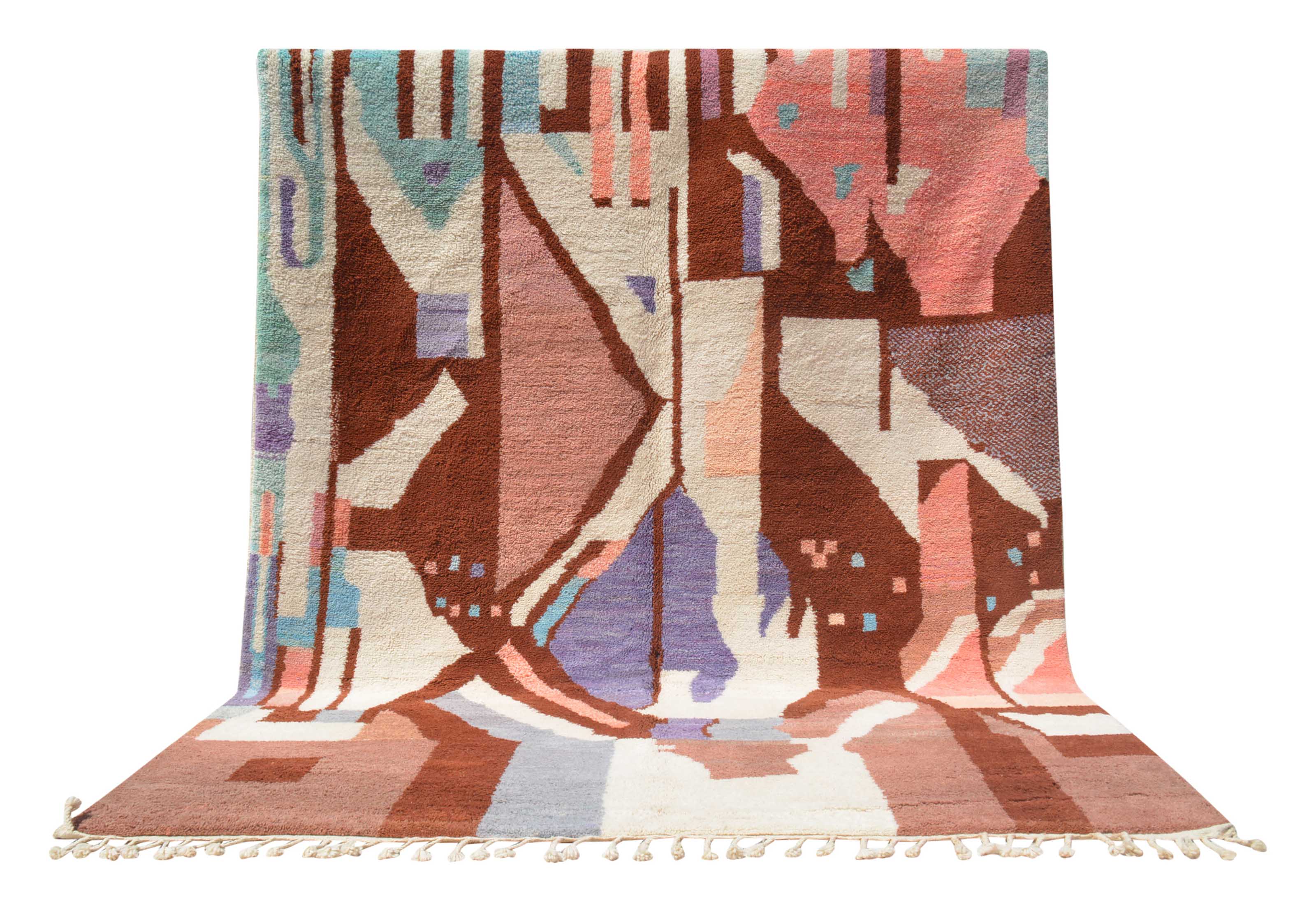 Lost Spaces (8'0" x 9'6") - Light Pink Geometric Boujaad Rug - Hand-Dyed Wool - Image 6