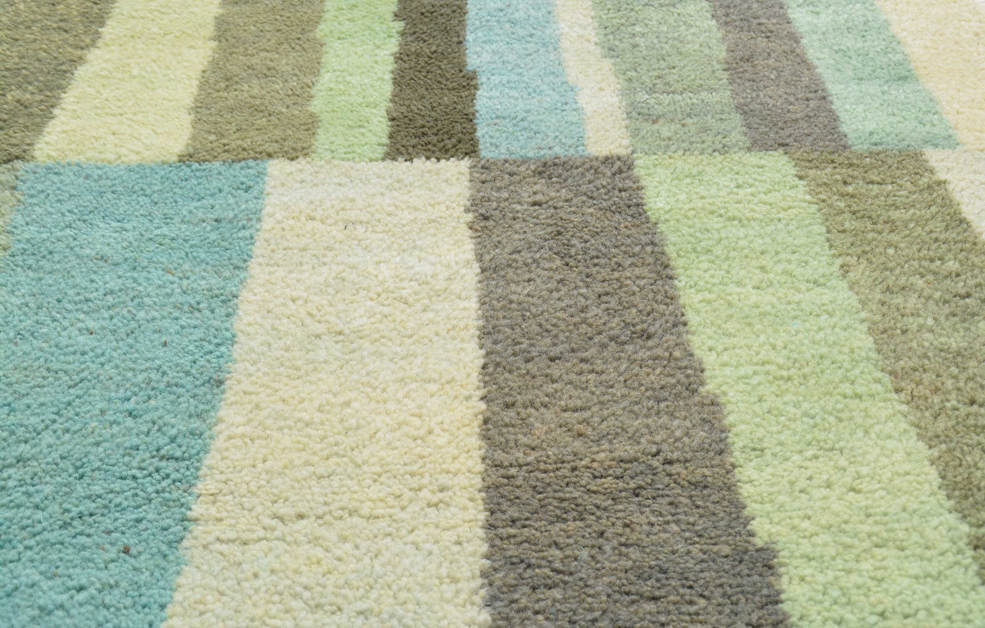 Lush Green (4'0" x 6'0") - Green & Teal Vertical Stripe Color Block Rug - Image 2