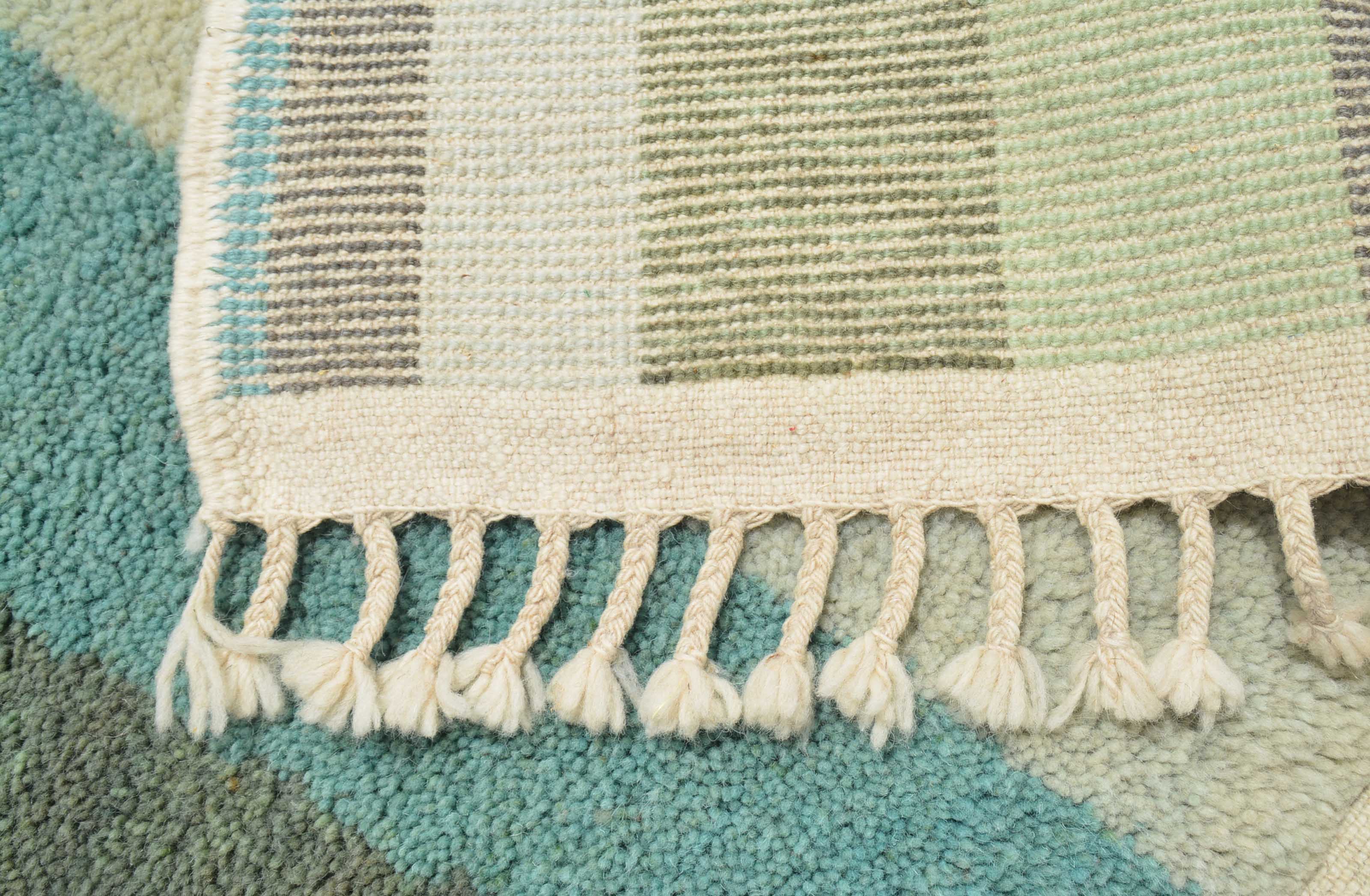 Lush Green (4'0" x 6'0") - Green & Teal Vertical Stripe Color Block Rug - Image 4