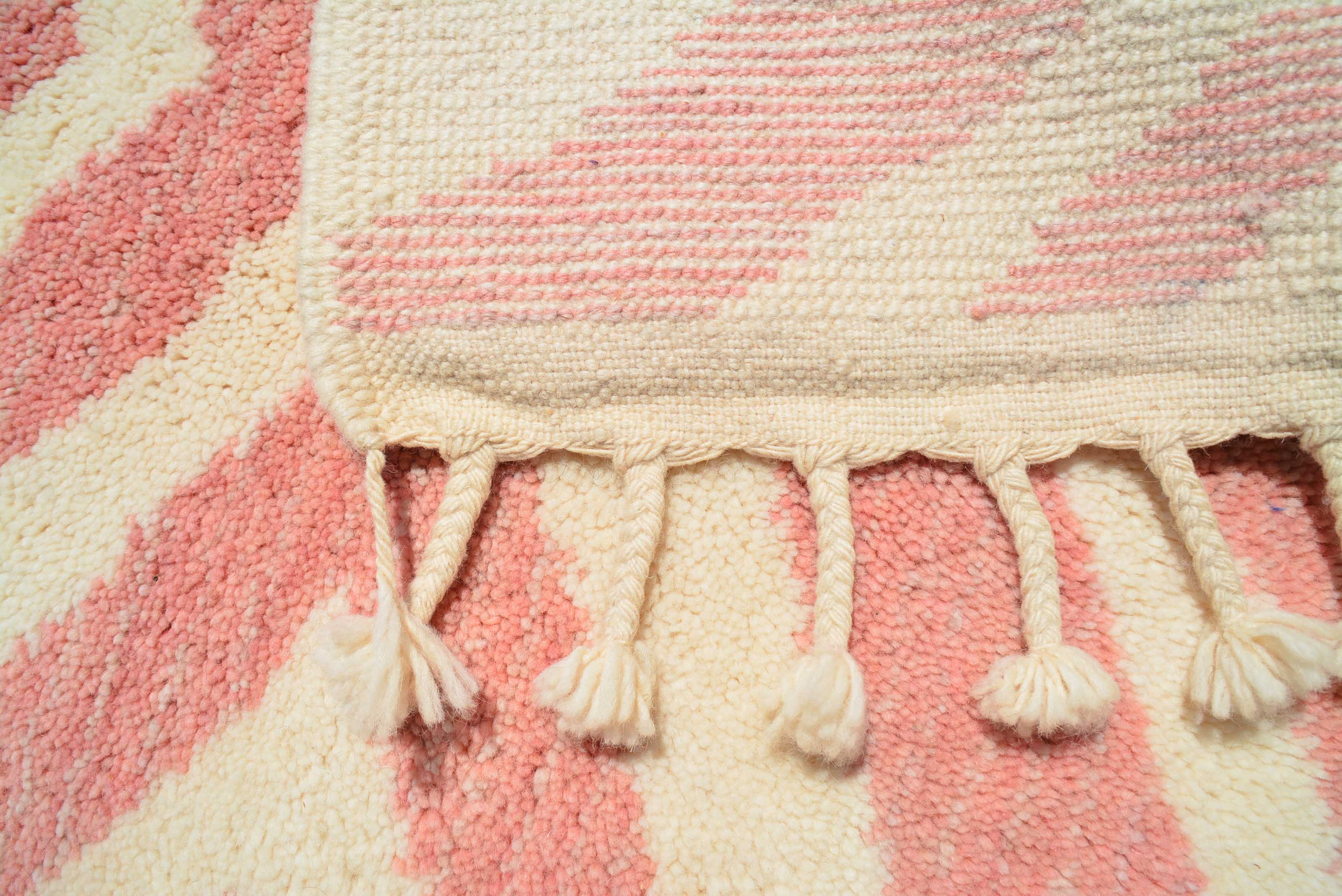 Made of Love (6'2" x 9'0") - Abstract Pink & Cream Geometric Mud Cloth Berber Rug - Image 4