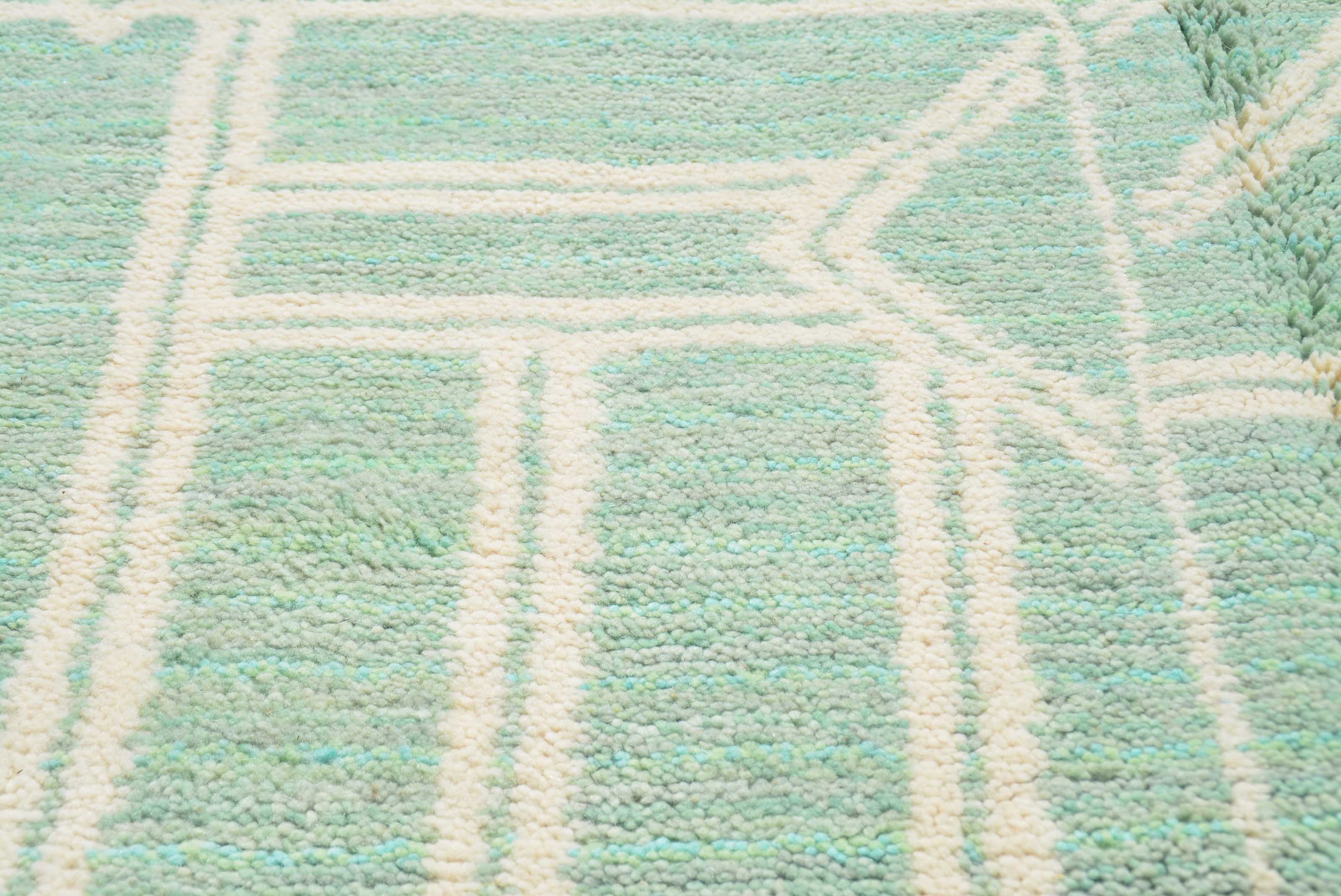 Mint Maze (5'0" x 8'0") - Geometric Moroccan Area Rug - Hand-Knotted Wool - Image 3