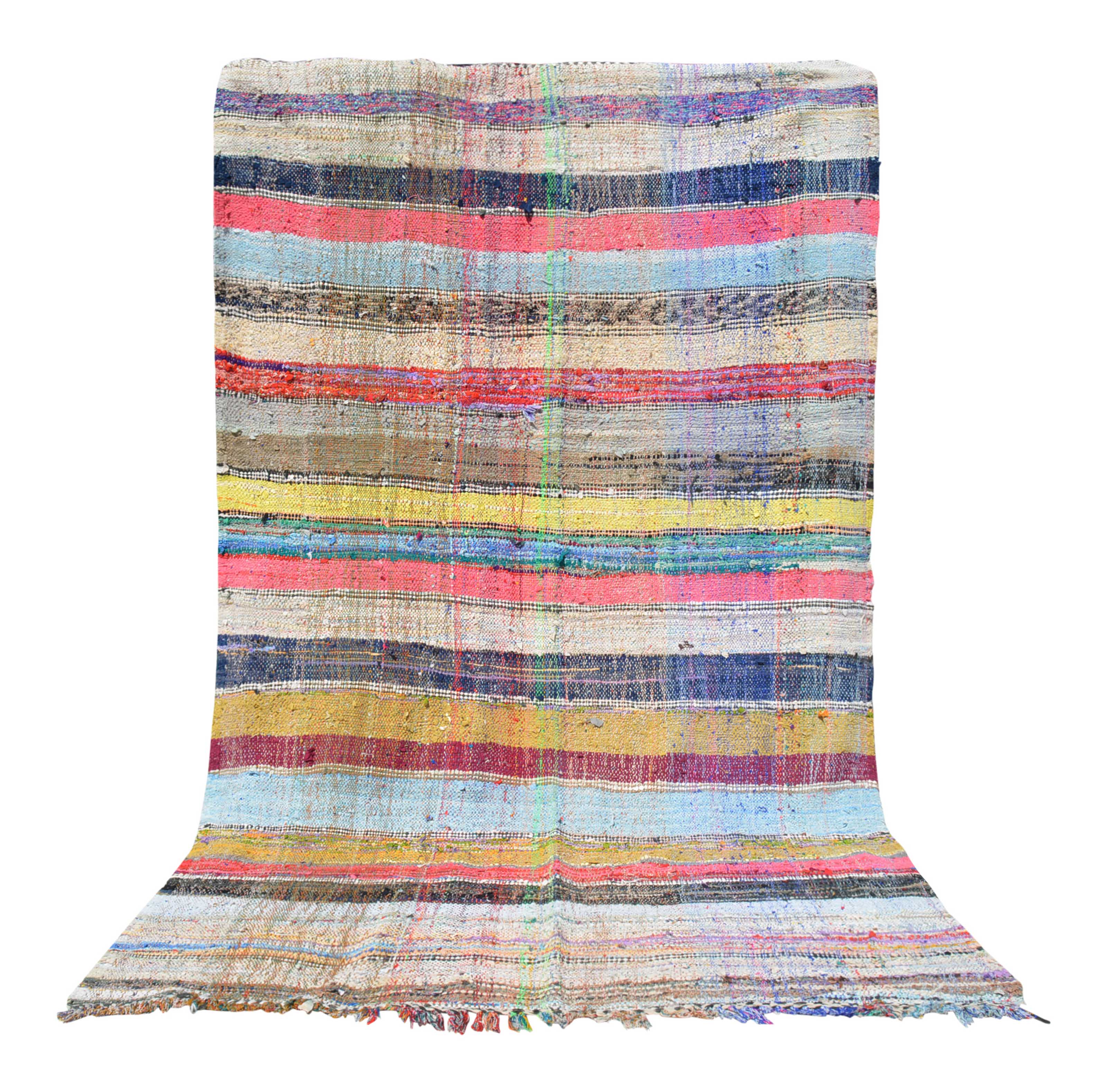 Moroccan Rainbow (5'8" x 9'0") – Vibrant Striped Vintage Boucherouite Area Rug - Image 6