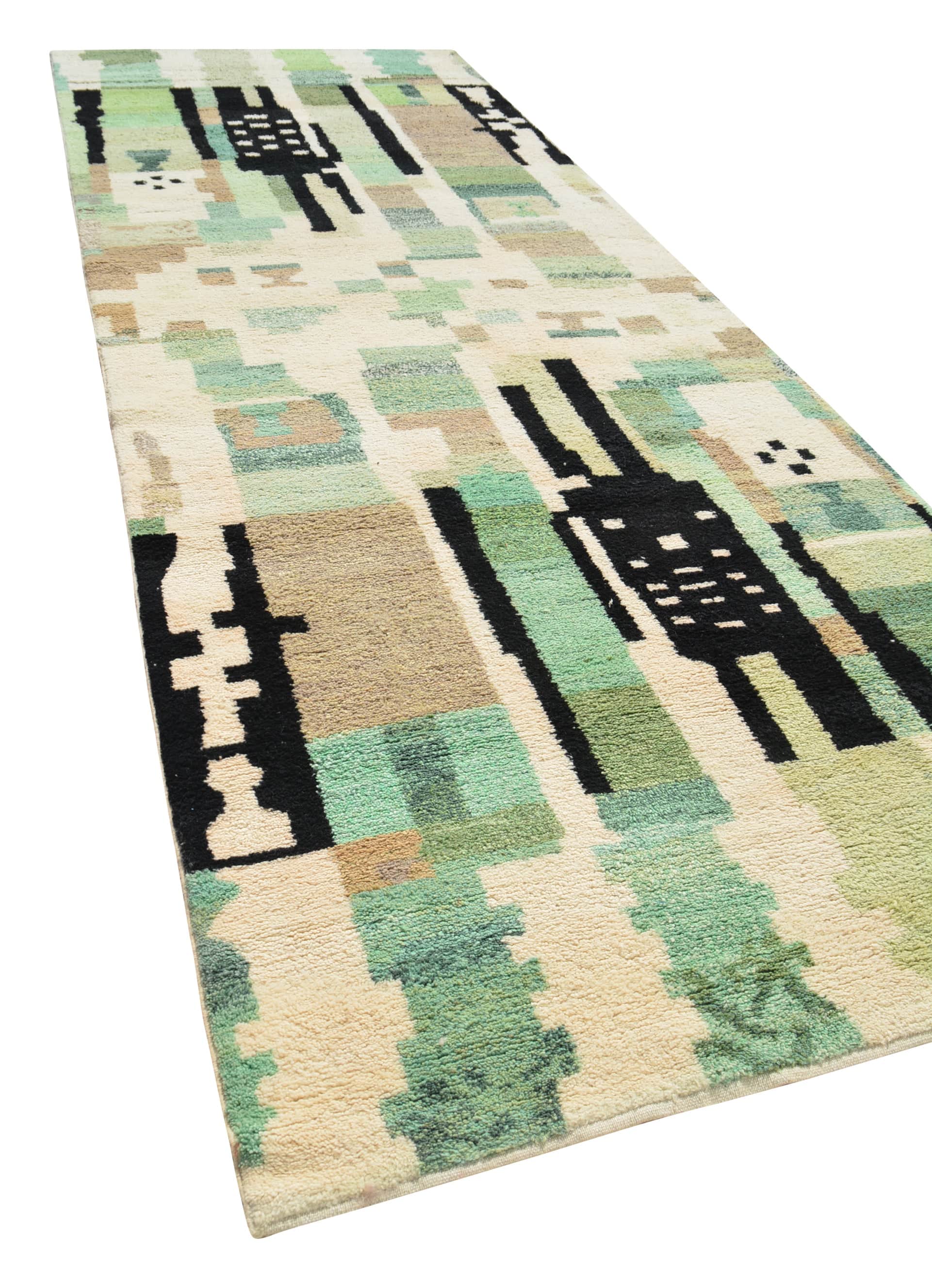 Moss Circuit (6'0" x 17'0") - Abstract Azilal Gallery Rug - Hand-Dyed Wool - Image 2